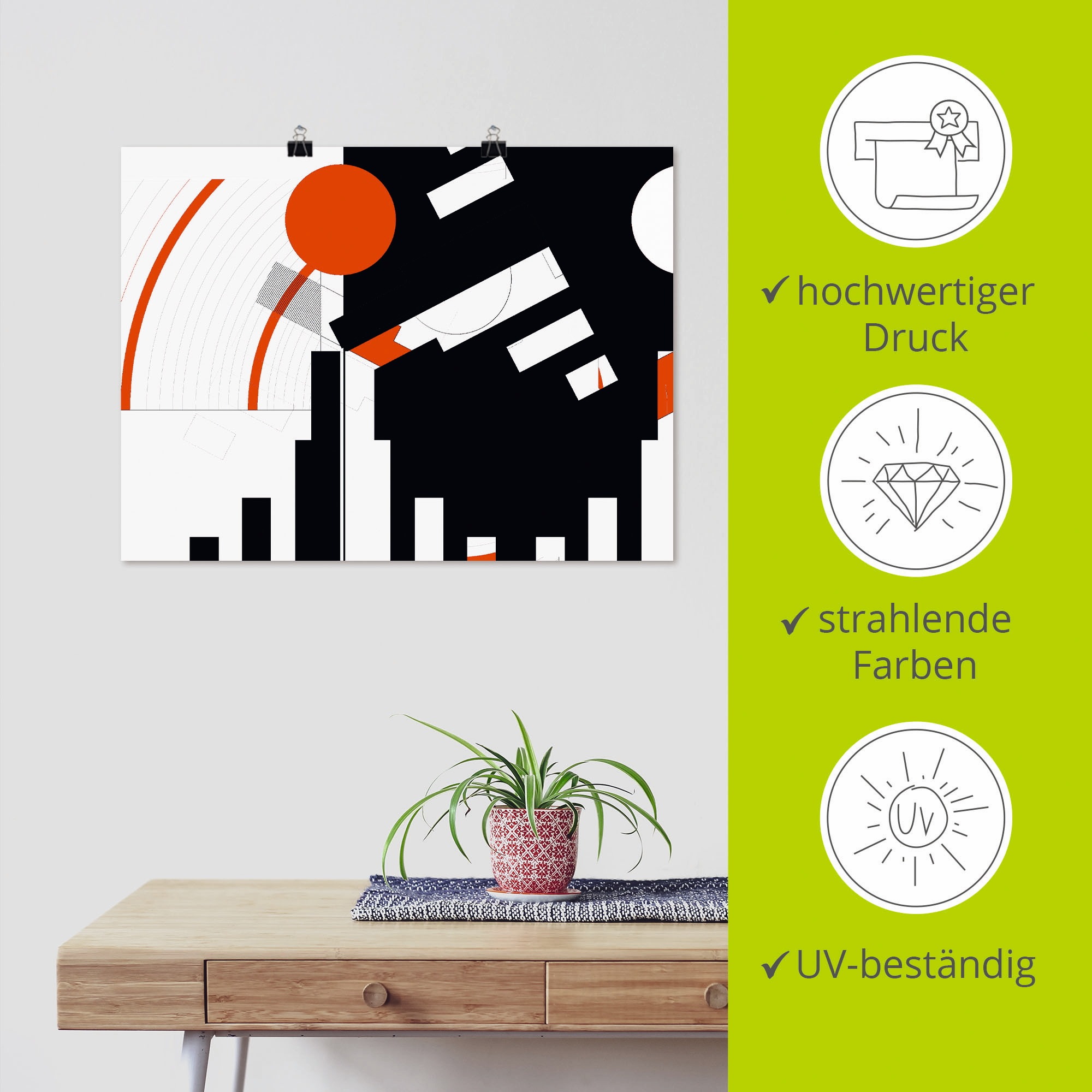 Artland Poster »Schwarz weiss trifft rot Version 5« Muster 1 Stk. tlg. ohne Rahmen