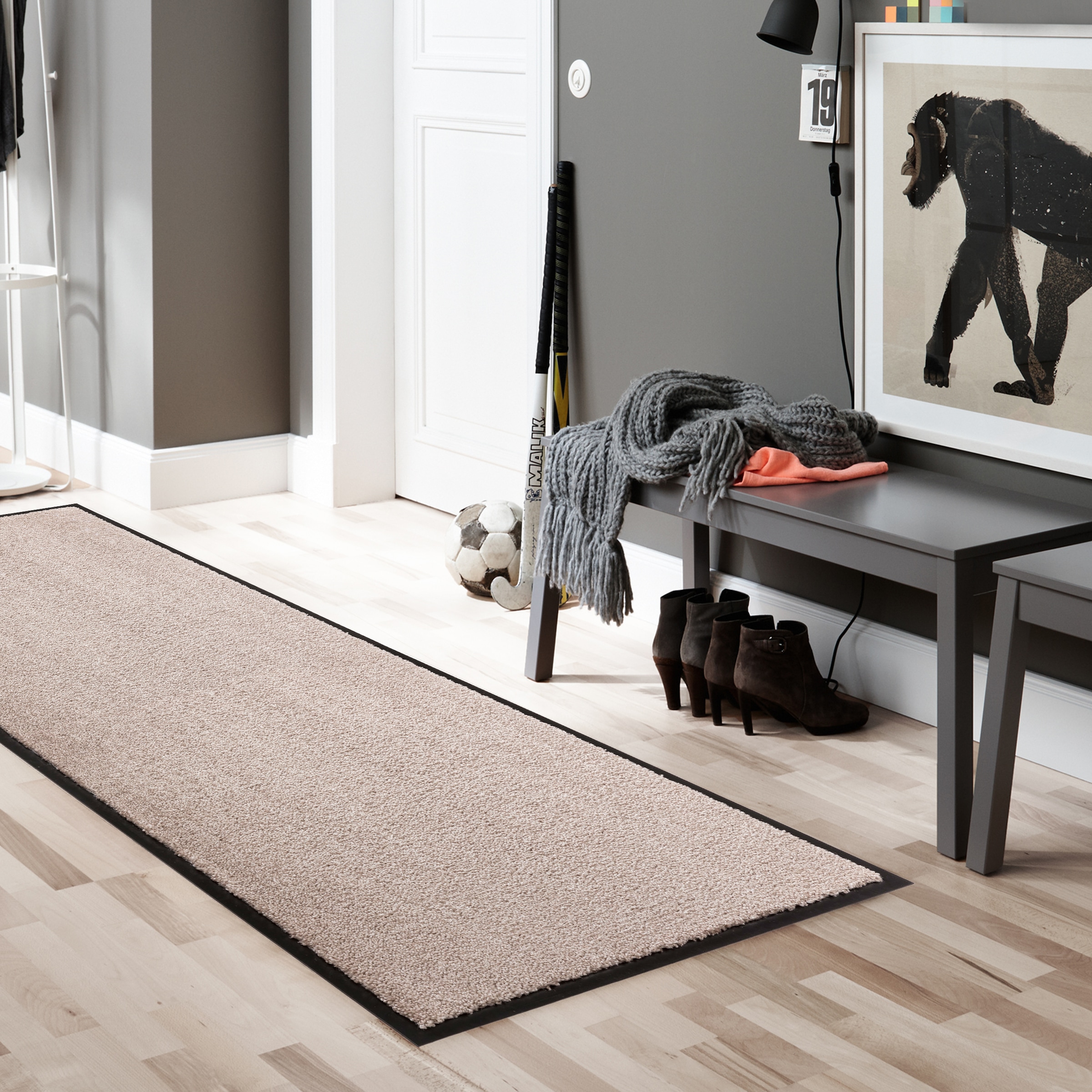 SCHÖNER WOHNEN-Kollektion Chemin de table »Miami Uni« Rectangulaire 7 mm Höhe Schmutzfangläufer, Schmutzfangteppich, Schmutzmatte, waschbar