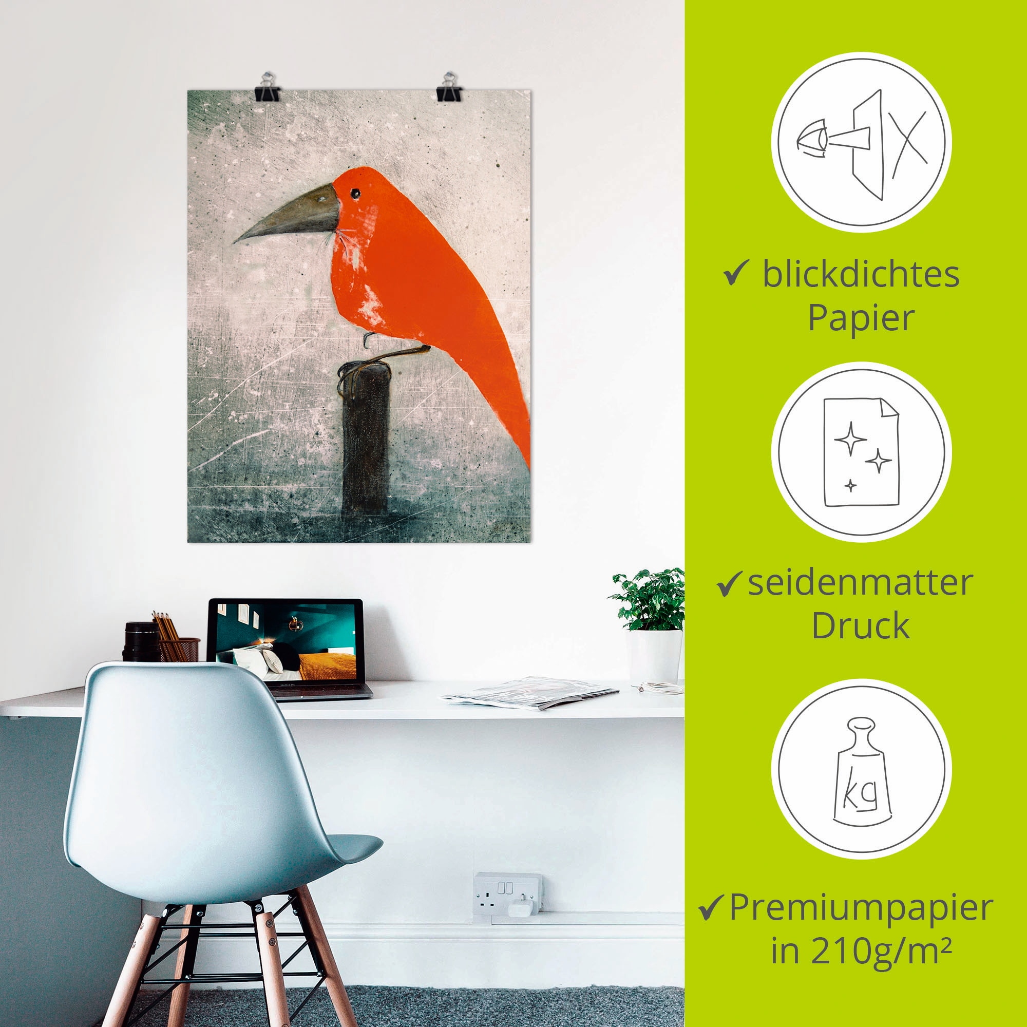 Artland Wandbild »Der Rote Vogel«, Vögel, (1 St.), als Leinwandbild, Poster in verschied. Grössen