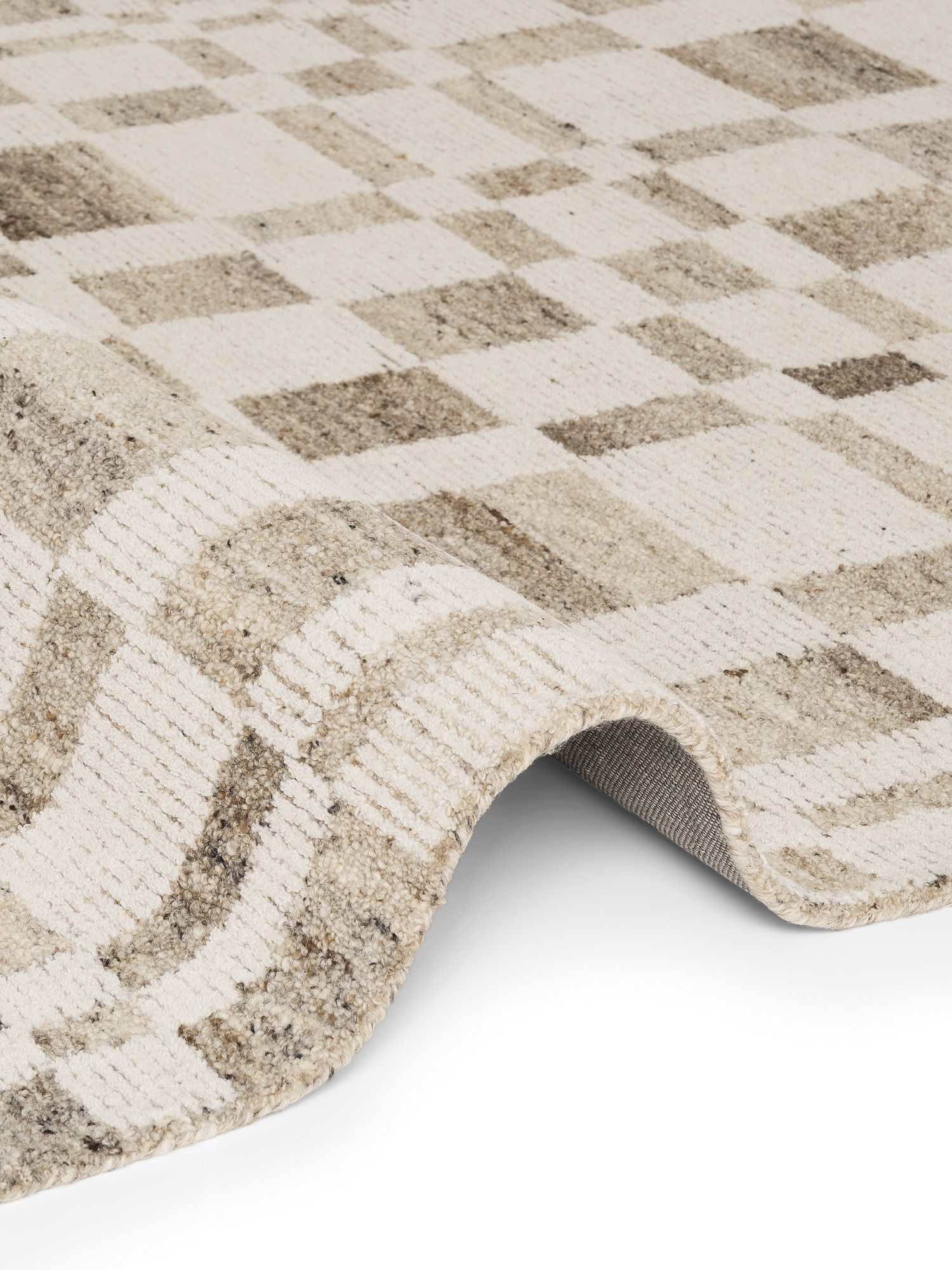 vikosa Wollteppich »Structa« rechteckig 15 mm Höhe Handgemacht, Grafisch, Karo, Natur, Wolle, Wohnzimmer,Schlafzimmer