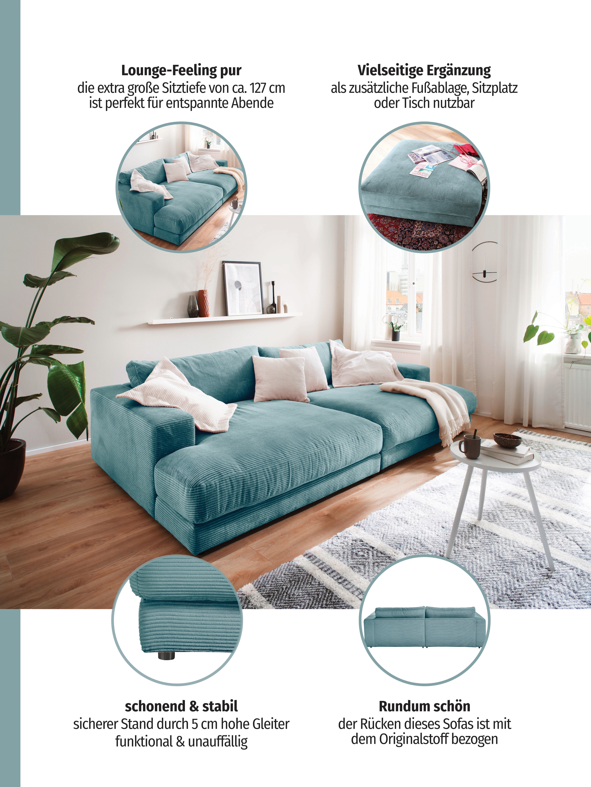 Home affaire Loungesofa »Enisa, B/T/H: 290/170/85 cm« Zeitloses und stylisches Loungemöbel, Mega-Sofa, Big-Sofa XXL