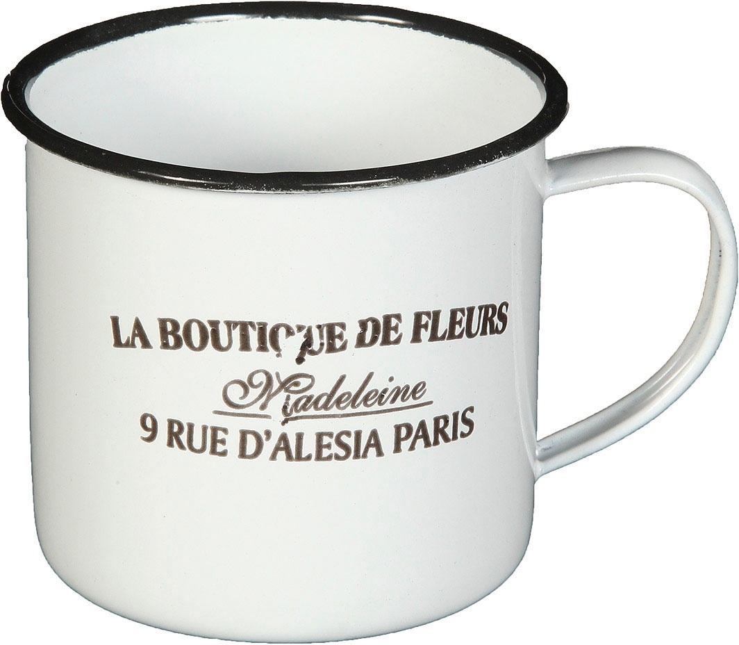 Tasse »Becher DE FLEUR aus Emaille in Antikweiss«, (1 tlg.)