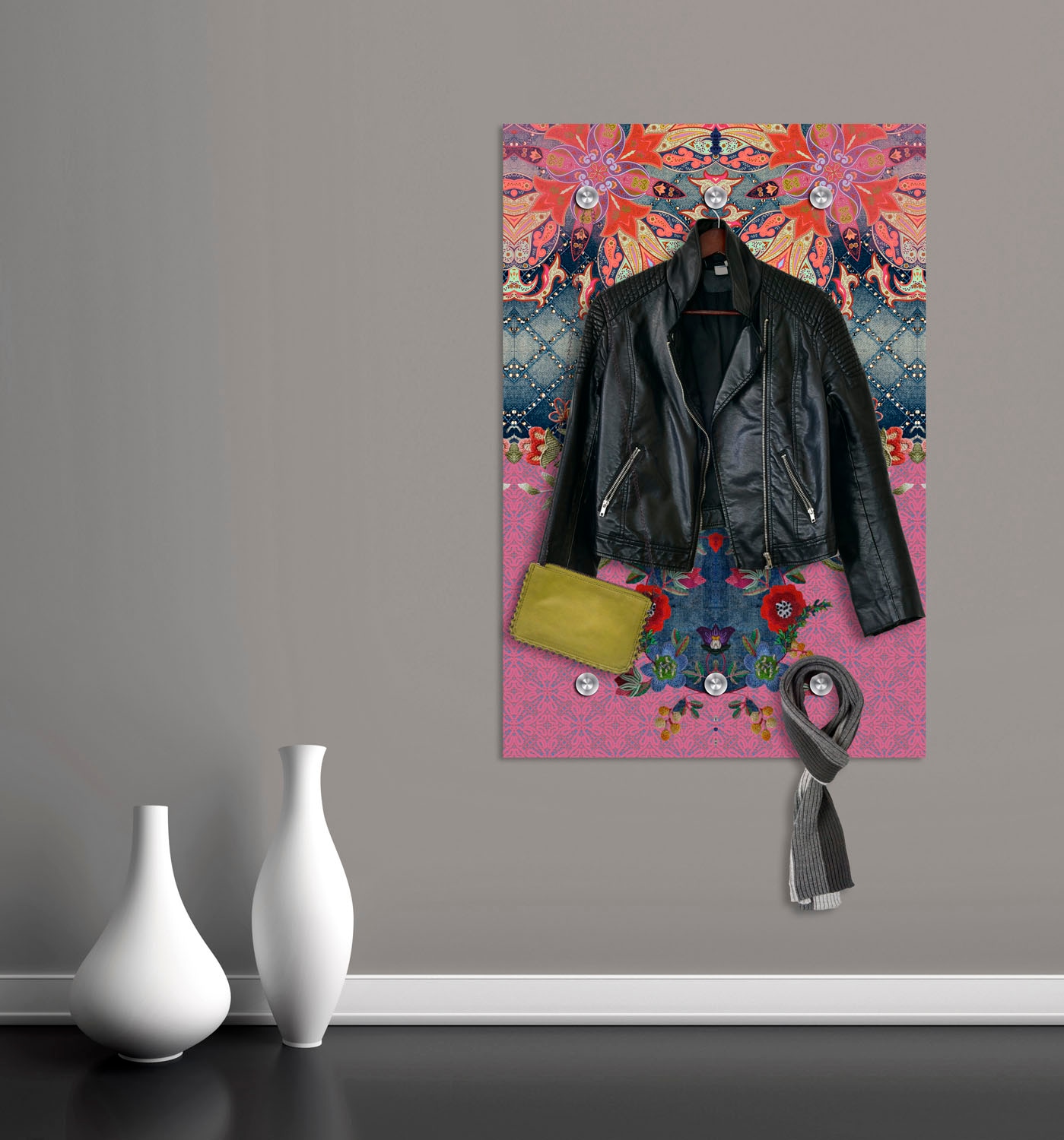 queence Barre de penderie »Blumen« mit 6 Haken, 80 x 120 cm