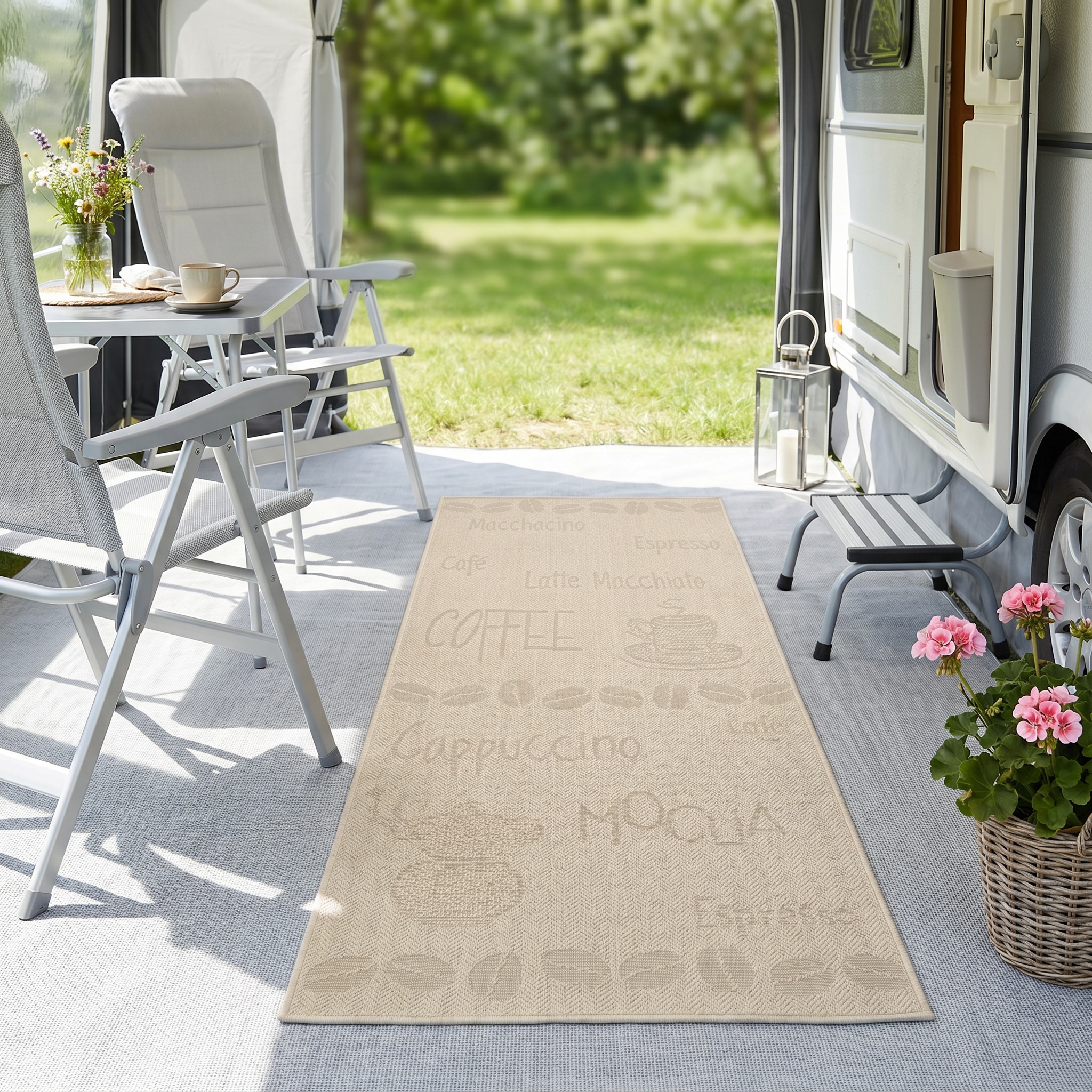 GOODproduct Läufer »Coffee, Kaffee-Motive, In- und Outdoor geeignet« rechteckig 5 mm Höhe Wetterfest, UV-beständig, Küchenläufer, Camping, Balkon
