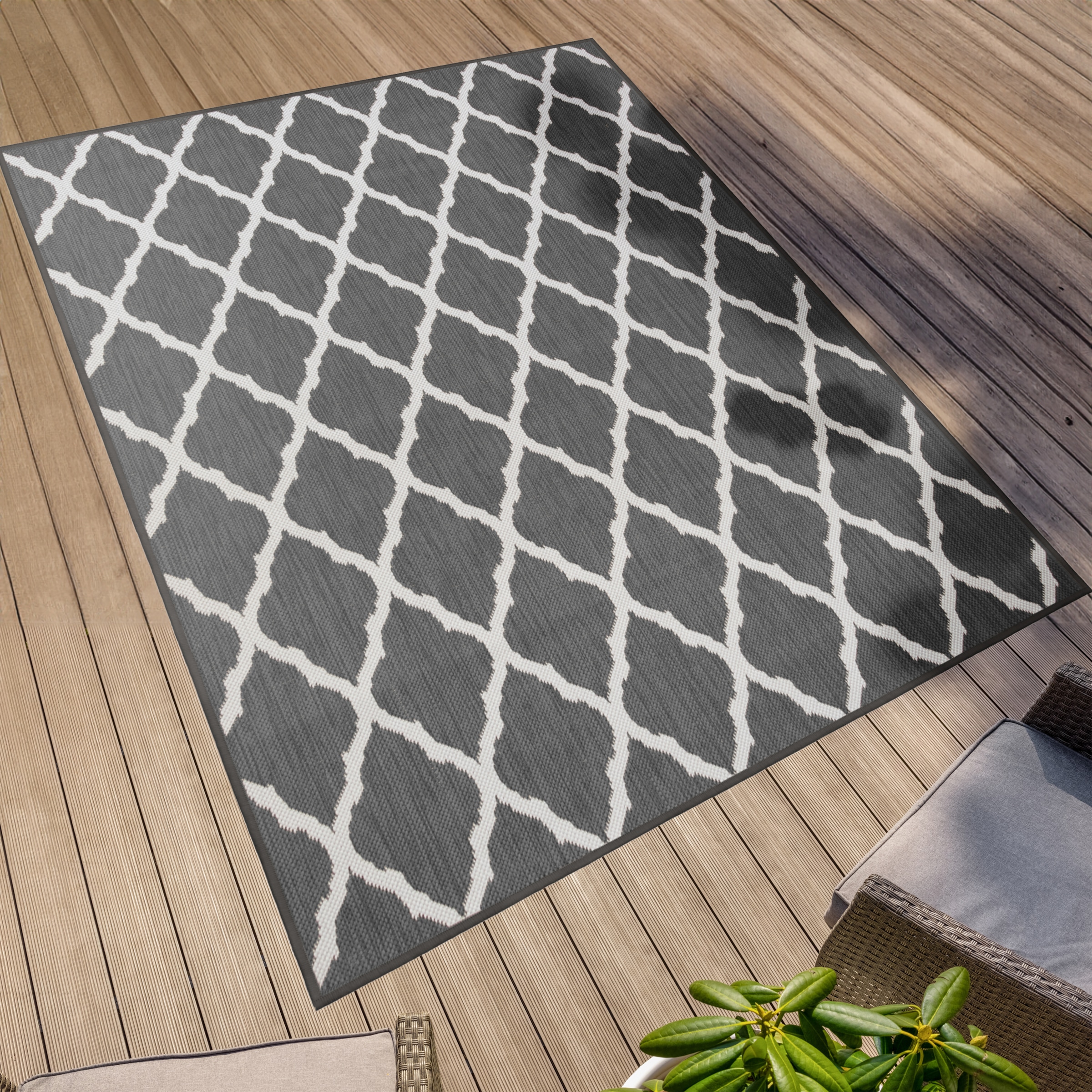 Primaflor-Ideen in Textil Teppich »Outdoorteppich REVERSO - Round Rhombus« rechteckig 5 mm Höhe Wendeteppich, Rauten Design, In- und Outdoor geeignet, wasserfest