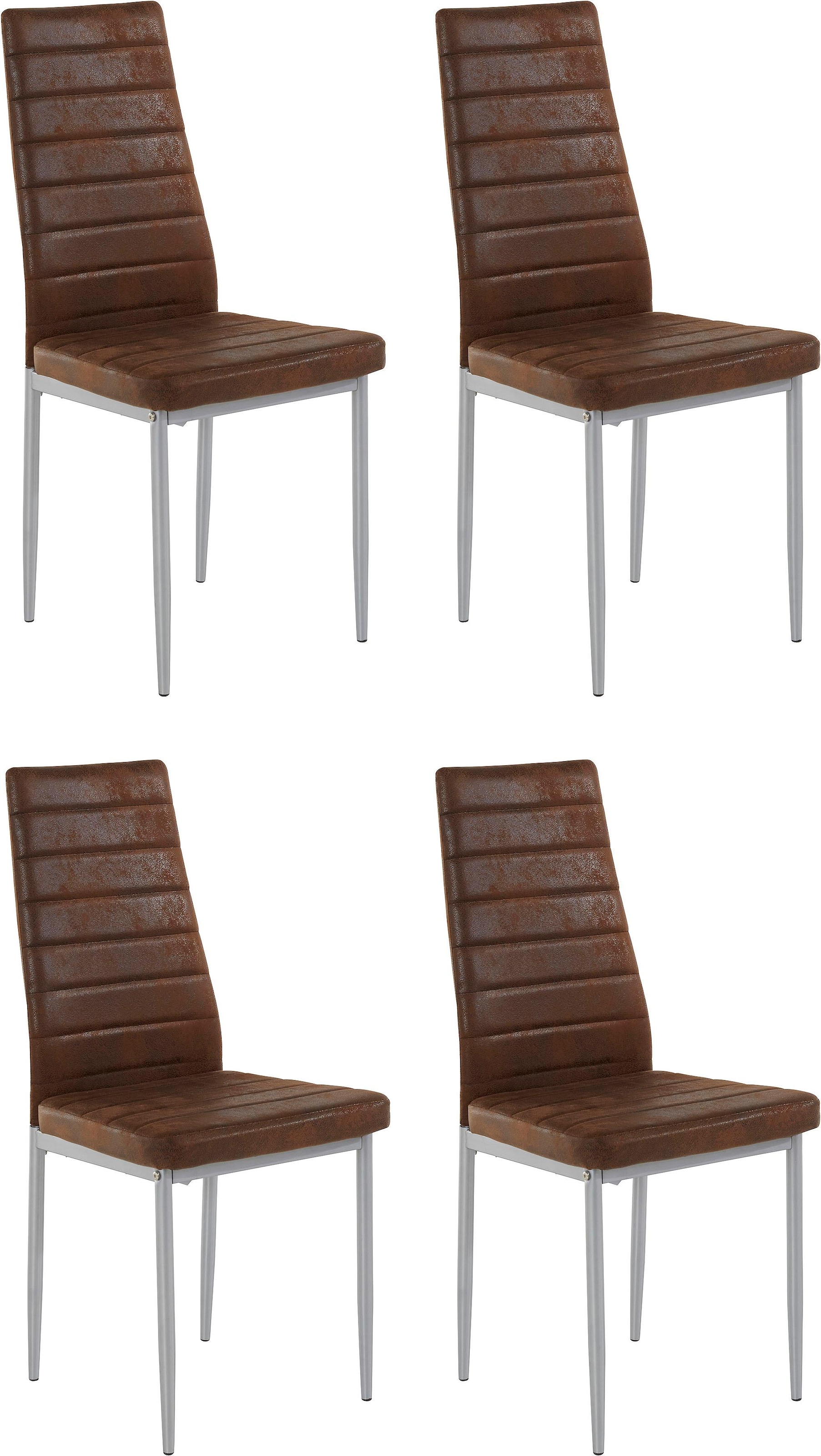 Image of GOODproduct Esszimmerstuhl "Kate" (Set) 2 Stk.Bezug in Microfaser Vintage, silberfarbenes Metallgestell