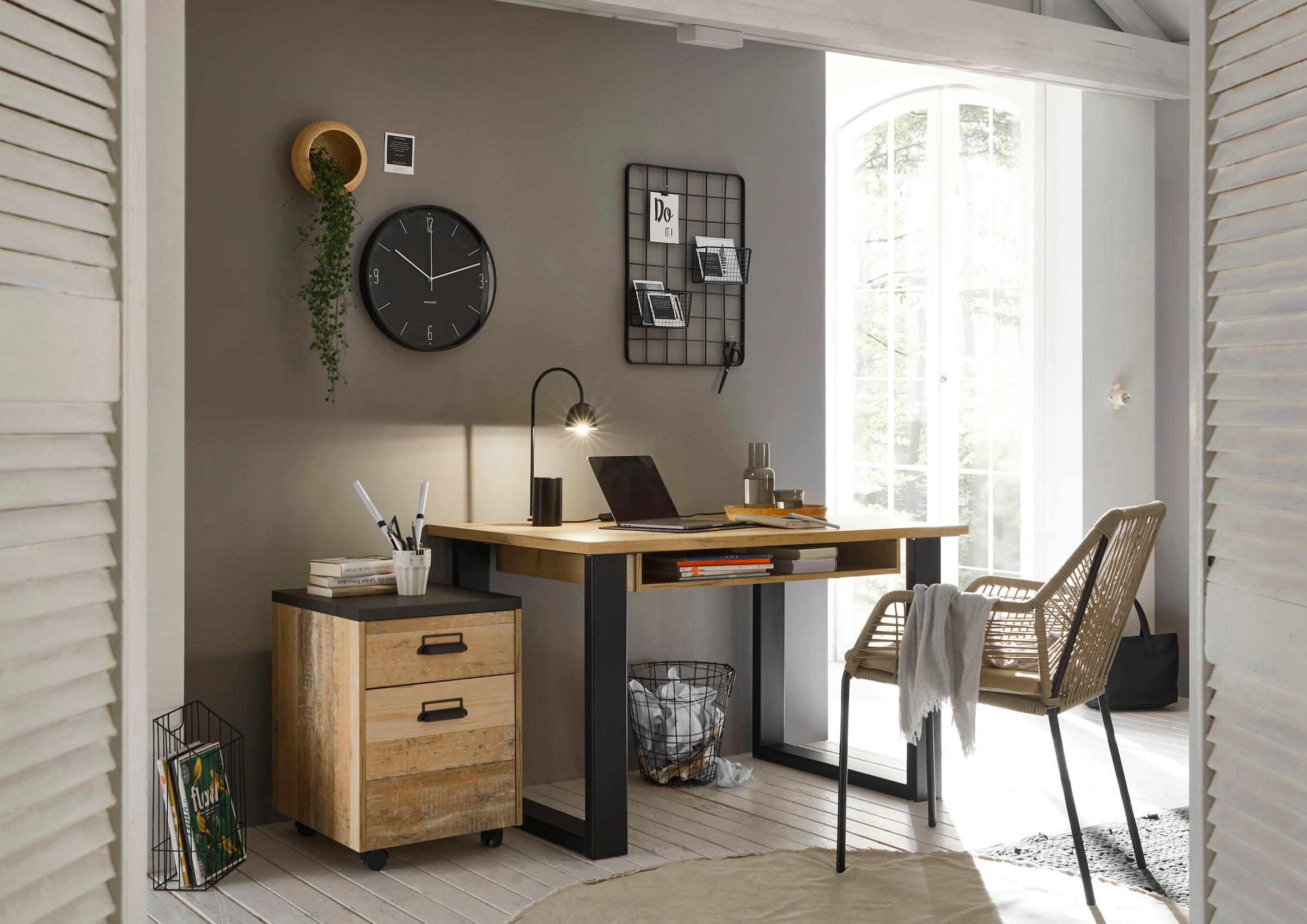Home affaire Rollcontainer »SHERWOOD«, mit Apothekergriffen aus Metall, Breite 47 cm, Soft-Close-Funktion