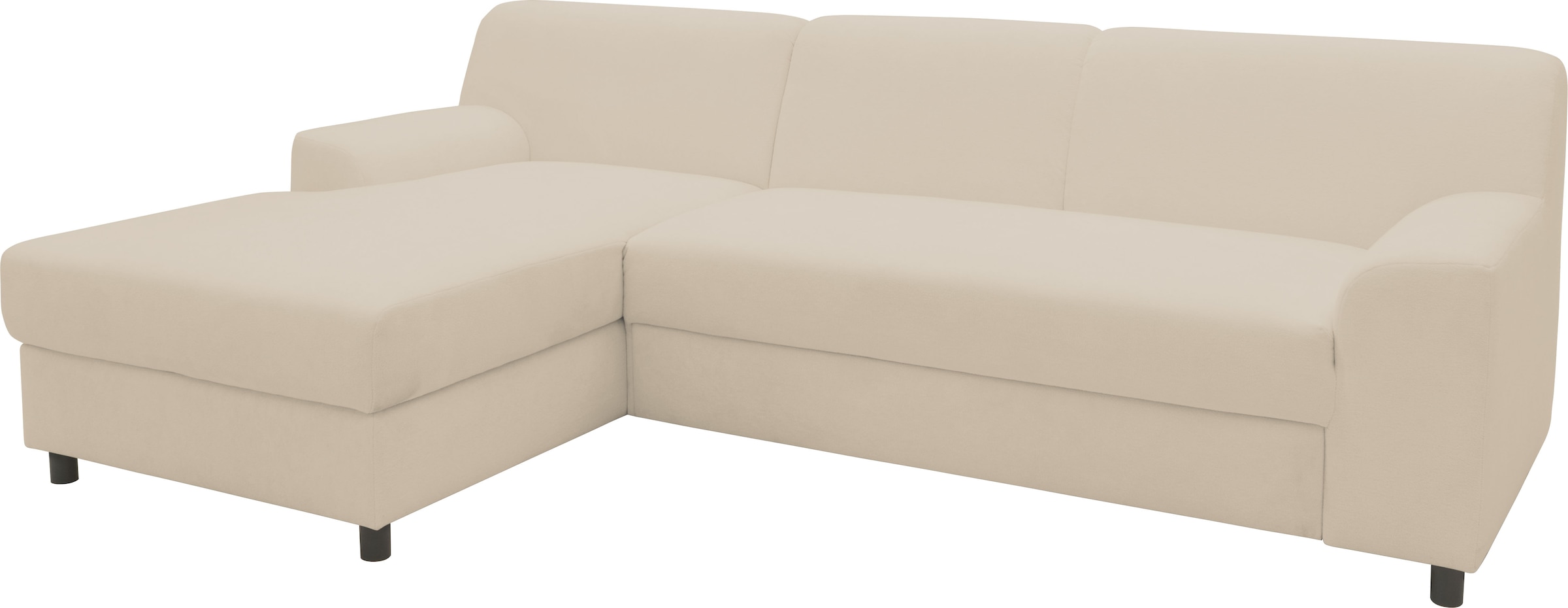 DOMO collection Ecksofa »Turah 2, L-Form, Cord oder Luxus-Microfaser, komfortabler Federkern«, B/T/H: 241/146/79 cm, incl. Zierkissen, wahlweise mit Bettfunktion