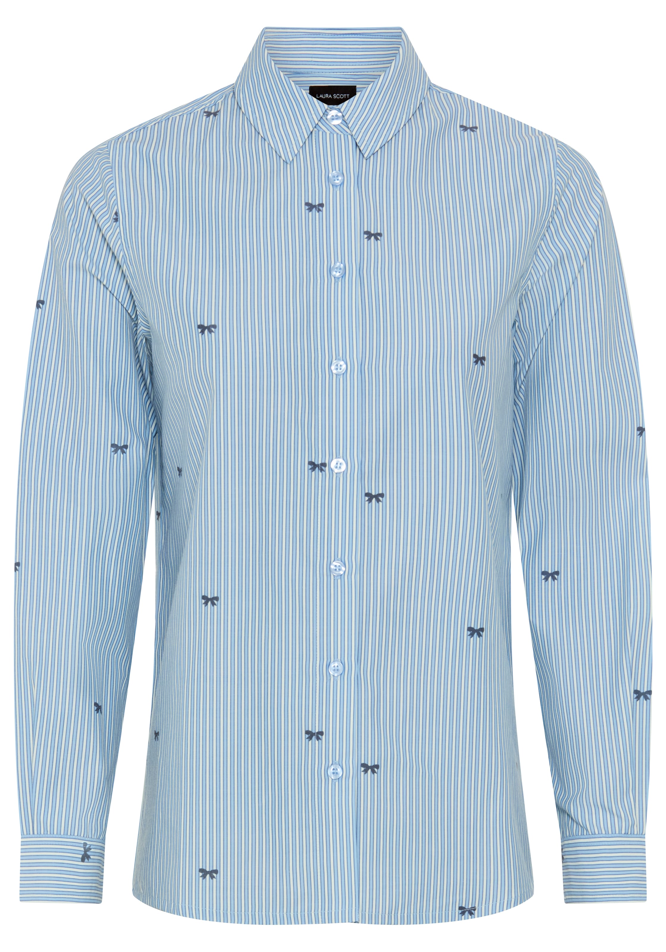 Laura Scott Blouse chemise manches longues, avec poignet à 1 bouton, aspect imprimé