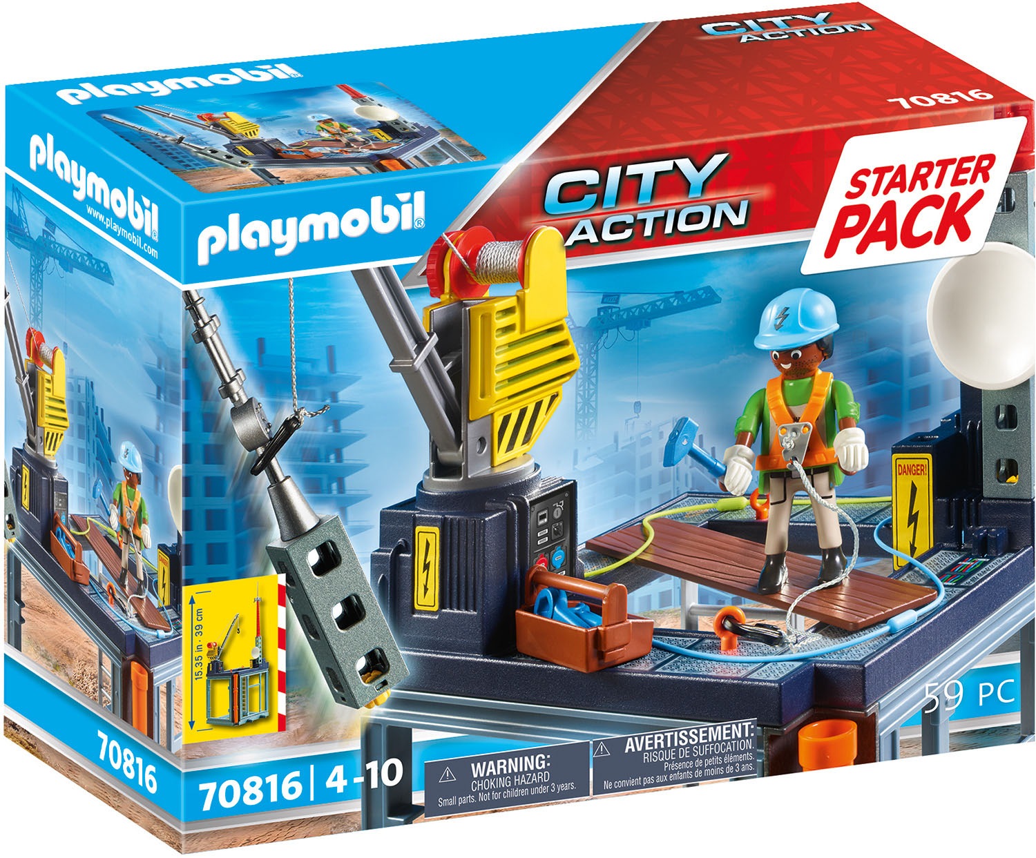 Image of Playmobil® Konstruktions-Spielset »Starter Pack Baustelle mit Seilwinde (70816), City Action«, (59 St.), Made in Germany bei Ackermann Versand Schweiz