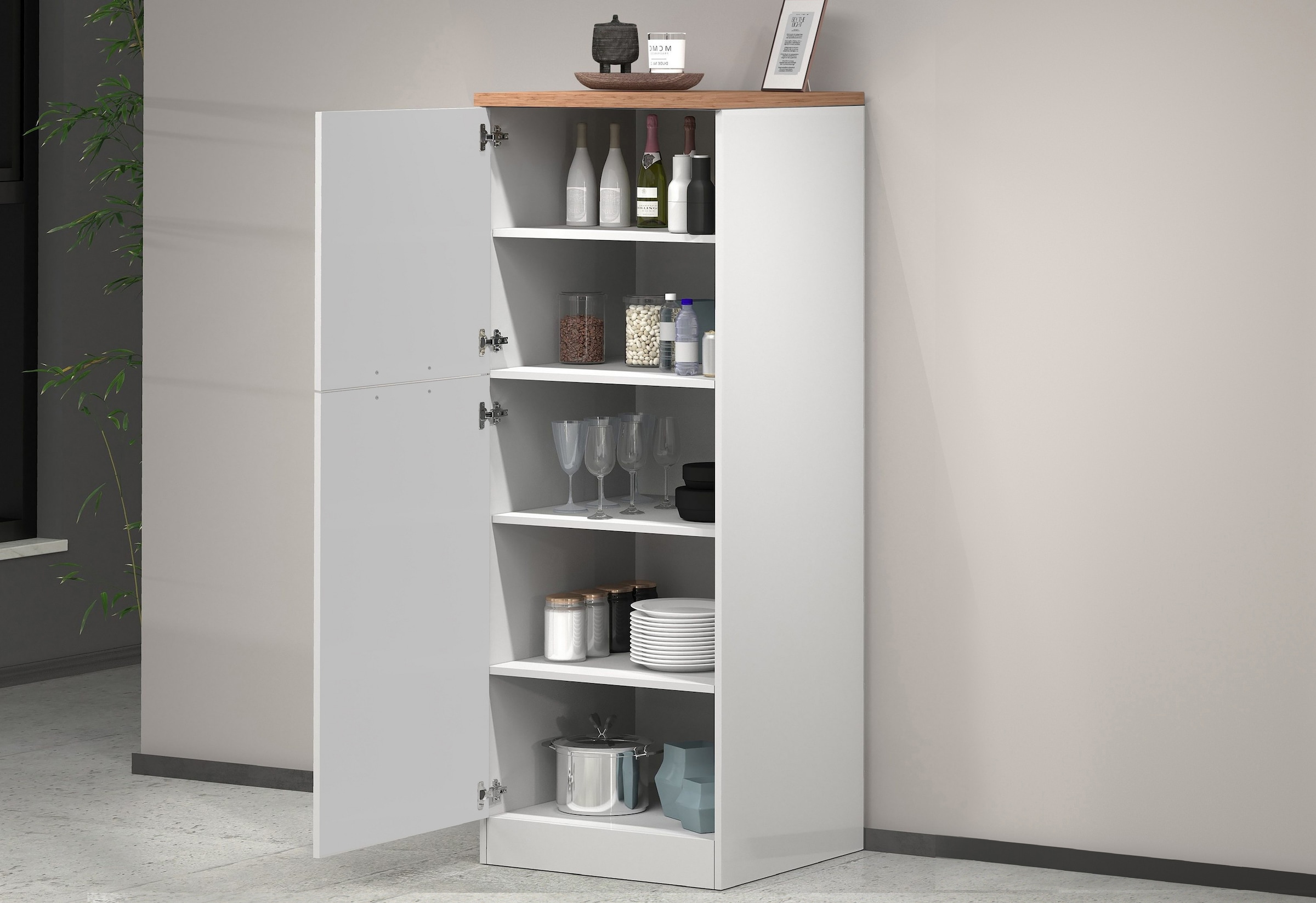 KOCHSTATION Armoire à provisions »KS-Sole,Hauswirtschaftsschrank,Stauschrank,Küchenschrank« Breite/Höhe 60/165 cm, 5 Fächer