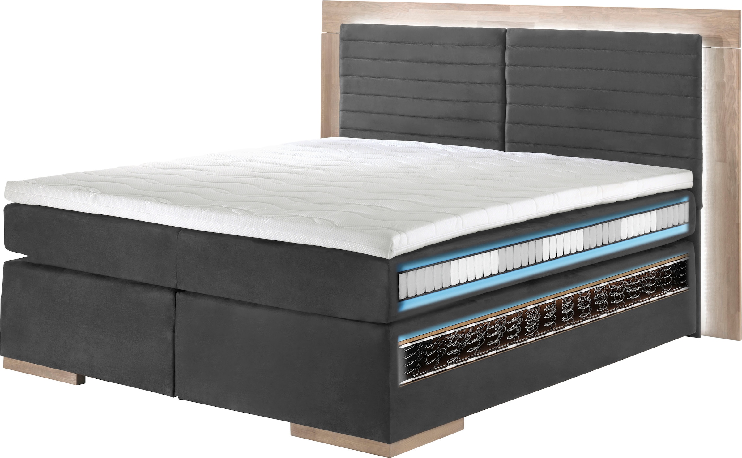 Image of Home affaire Boxspringbett "Cup" mit Massivholzrahmen, mit Topper, in 2 Härtegraden, in 3 Breiten