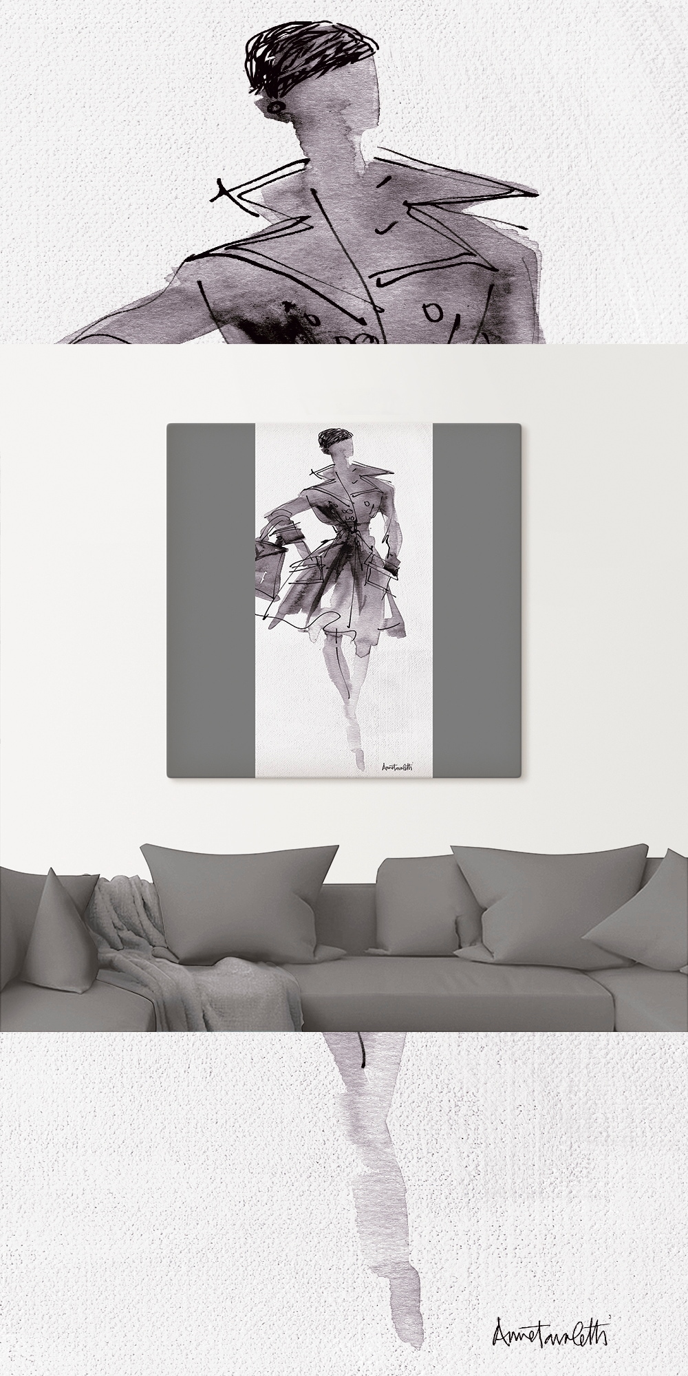 Artland Leinwandbild »Mode Skizzenbuch VII« Mode 1 Stk. tlg. als Leinwandbild, Poster, Wandaufkleber in verschied. Grössen