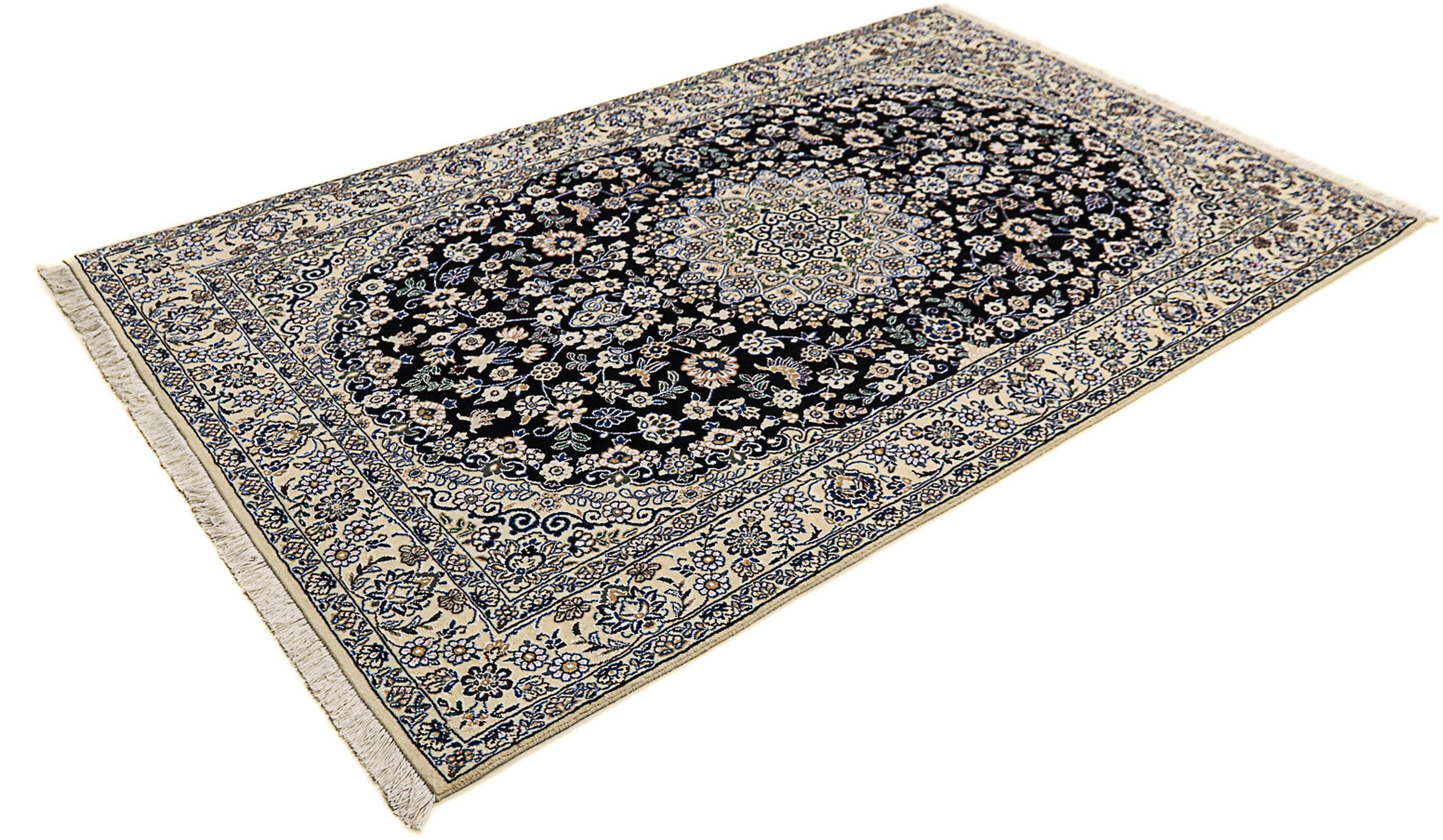 Image of morgenland Orientteppich »Perser - Nain - Royal - 202 x 130 cm - dunkelblau«, rechteckig, 10 mm Höhe, Wohnzimmer, Handgeknüpft, Einzelstück mit Zertifikat bei Ackermann Versand Schweiz