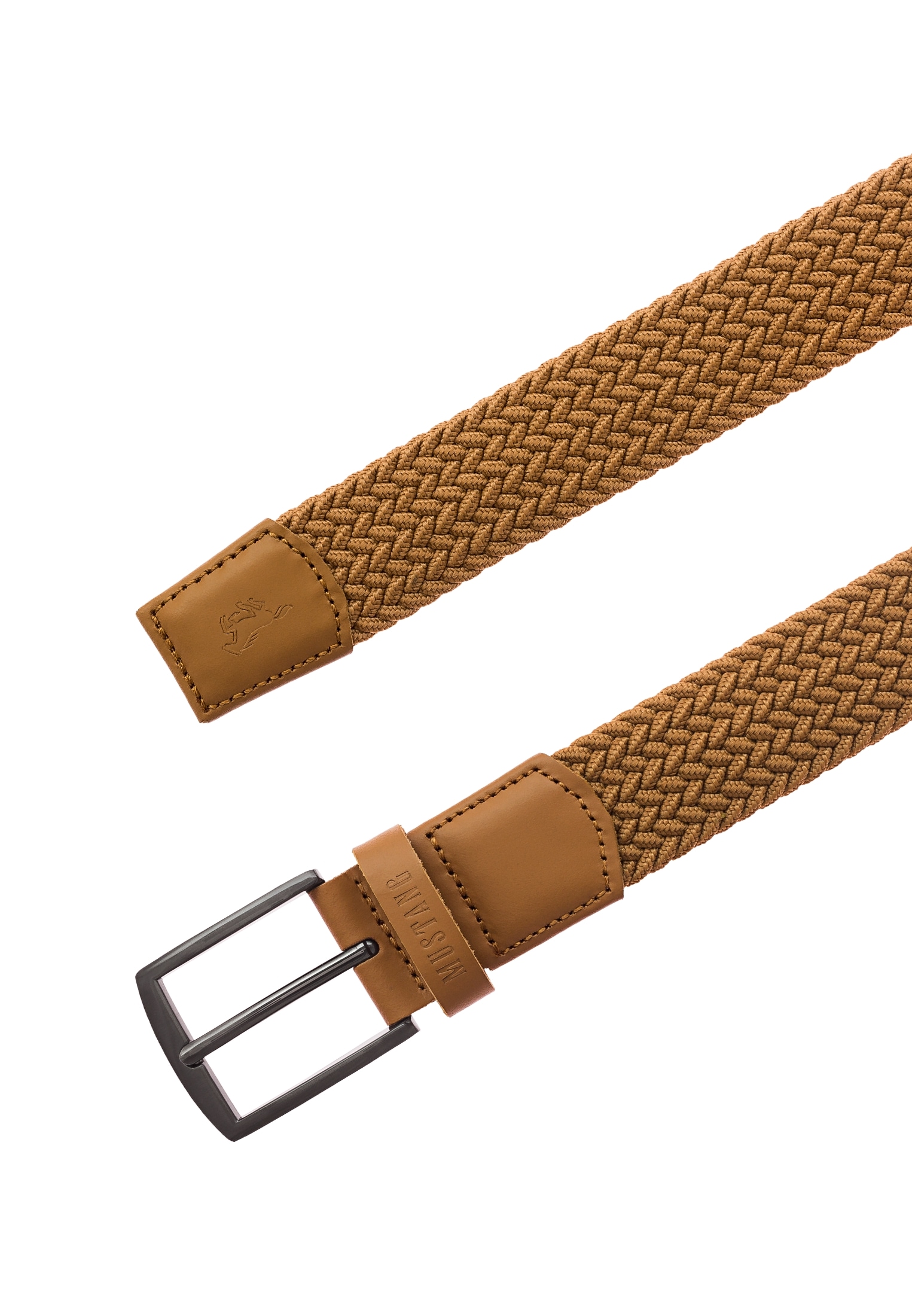 MUSTANG Ceinture stretch »"Nolan"« avec fibre synthétique élastique et partie cuir, largeur 3,5 cm, uni