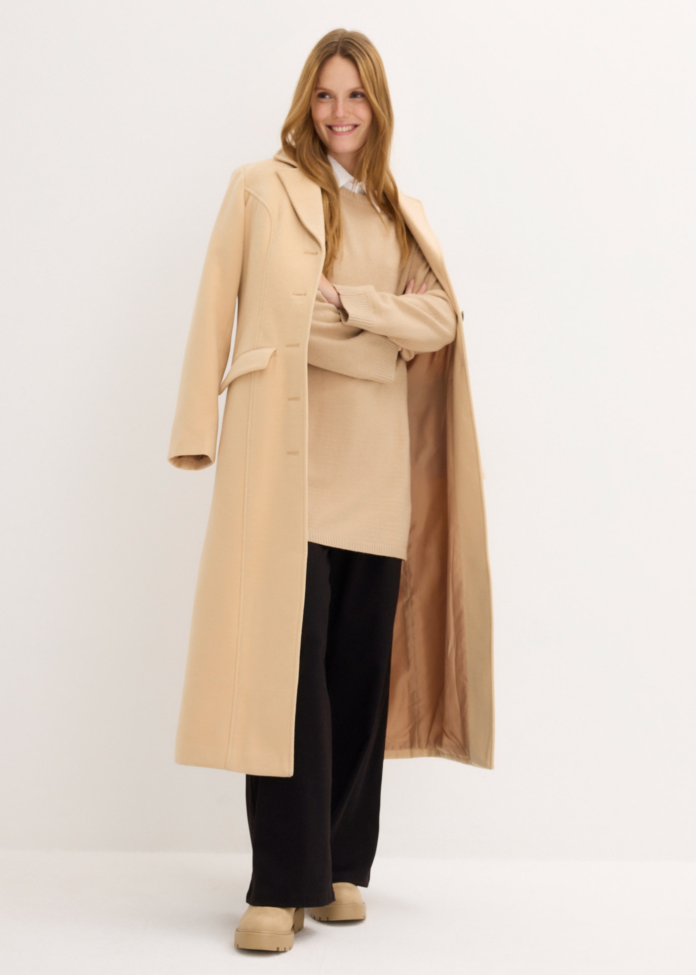 bonprix Pull en tricot »Long-Feinstrickpullover mit Seitenschlitzen aus Viskose-Mix« aus Viskosemischung, Oversize Passform, Po-bedeckende Länge