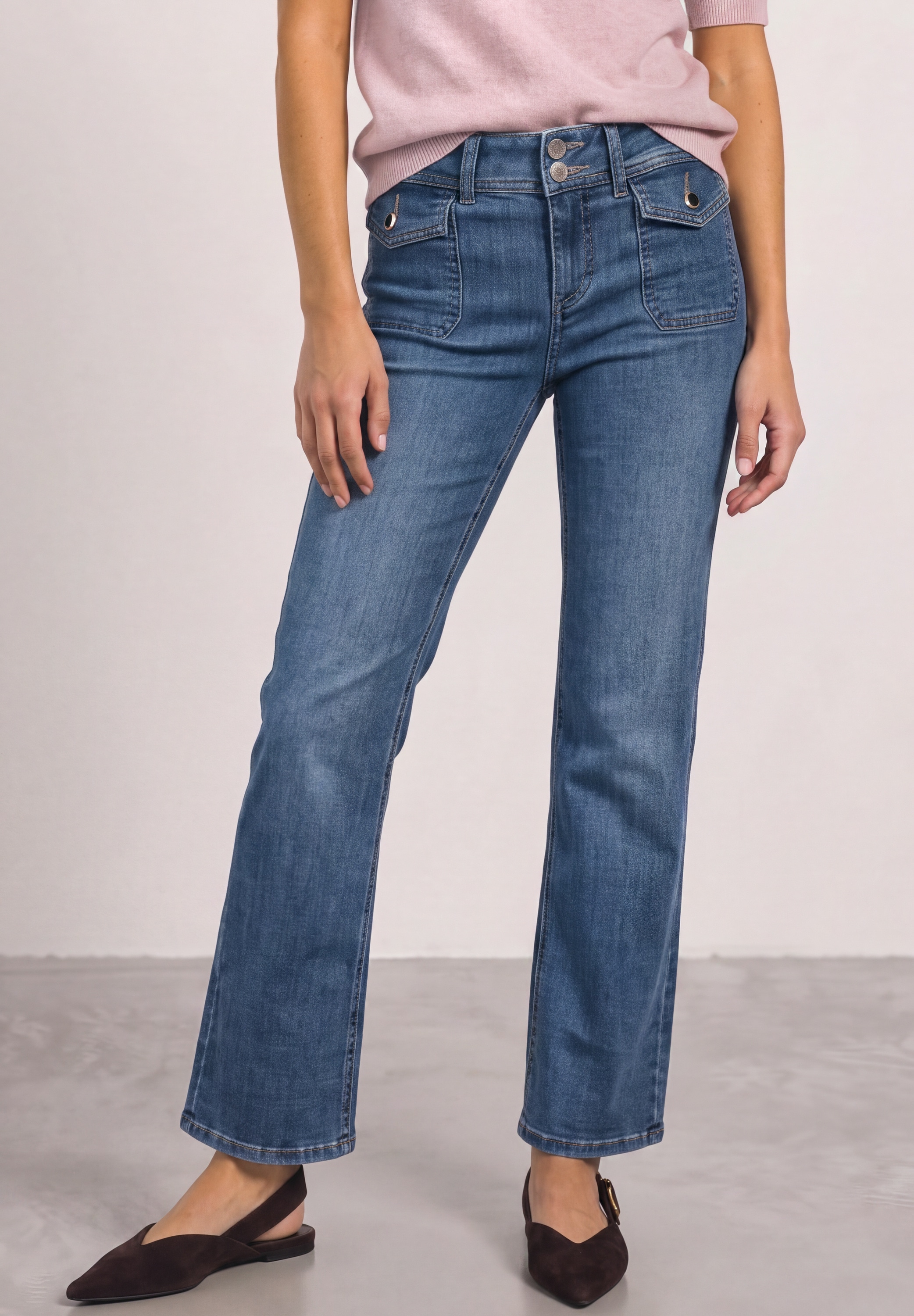 Image of STREET ONE Straight-Jeans mit aufgesetzten Taschen und Stretch