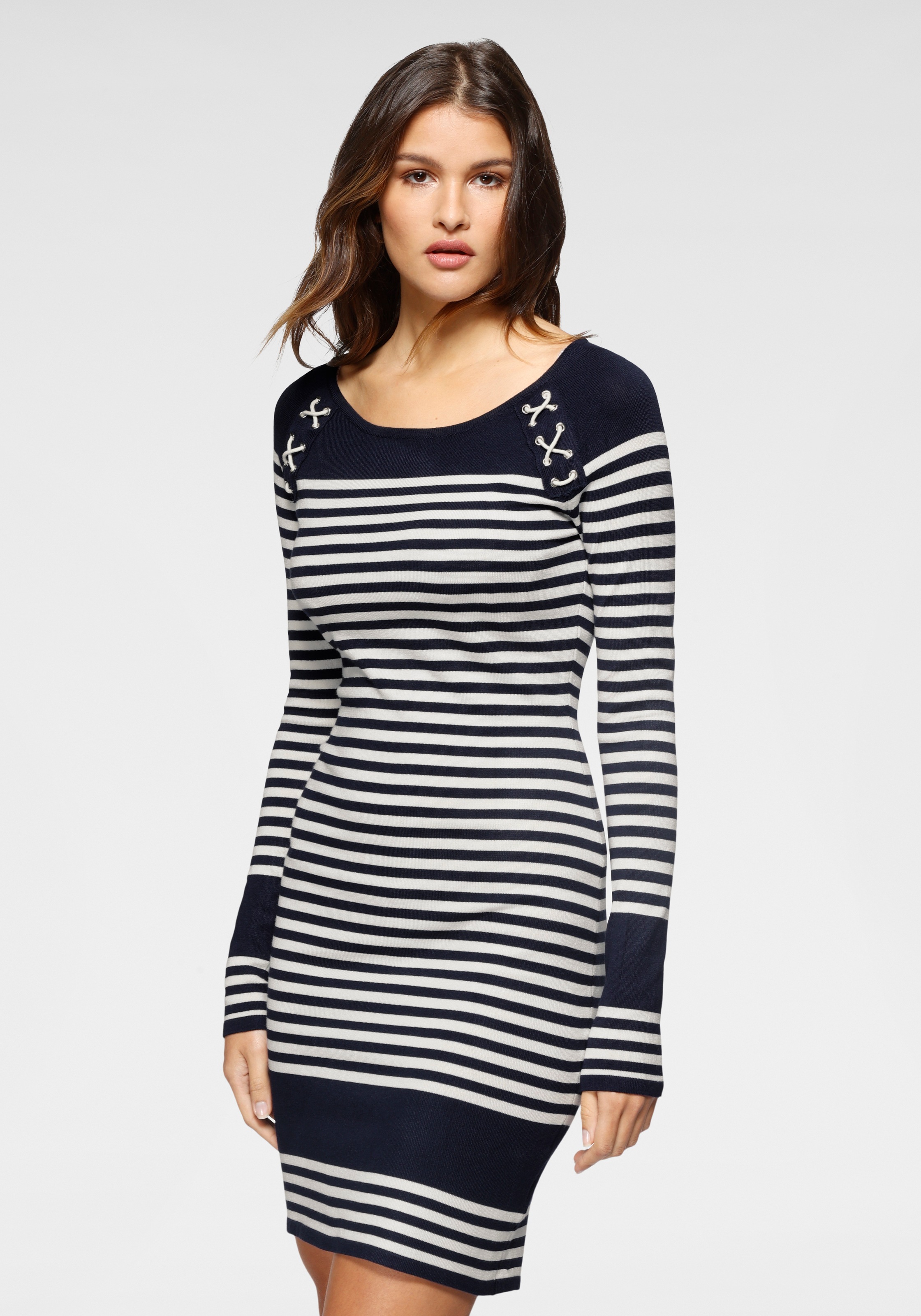 Image of TOM TAILOR Polo Team Strickkleid, im maritimen Streifenlook mit kleiner Zier-Schnürung bei Ackermann Versand Schweiz