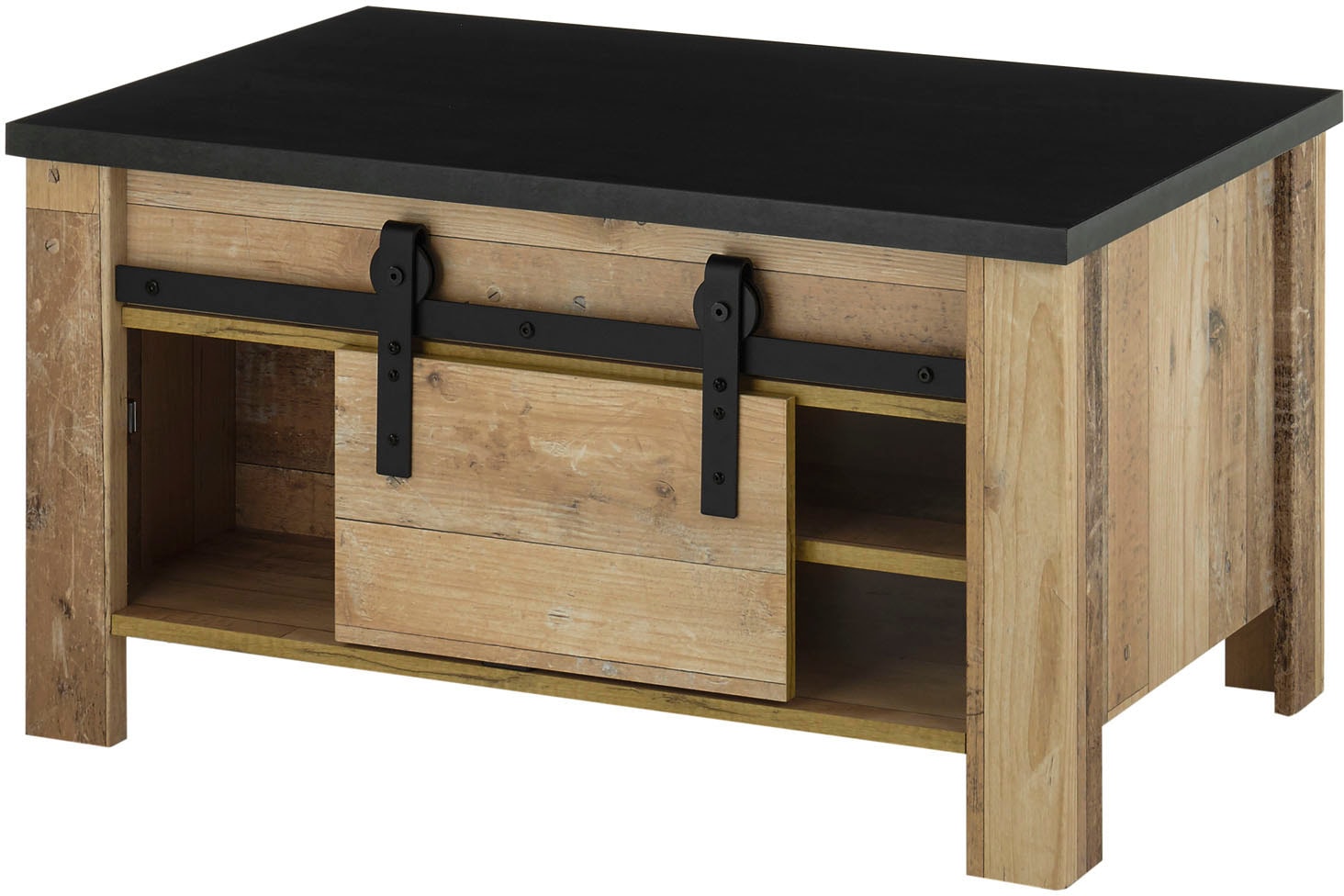 Image of Home affaire Couchtisch "Sherwood, Beistelltisch, Wohnzimmertisch, Sofatisch, Tisch" mit Scheunentorbeschlag aus Metall, in 2 Farben erhältlich