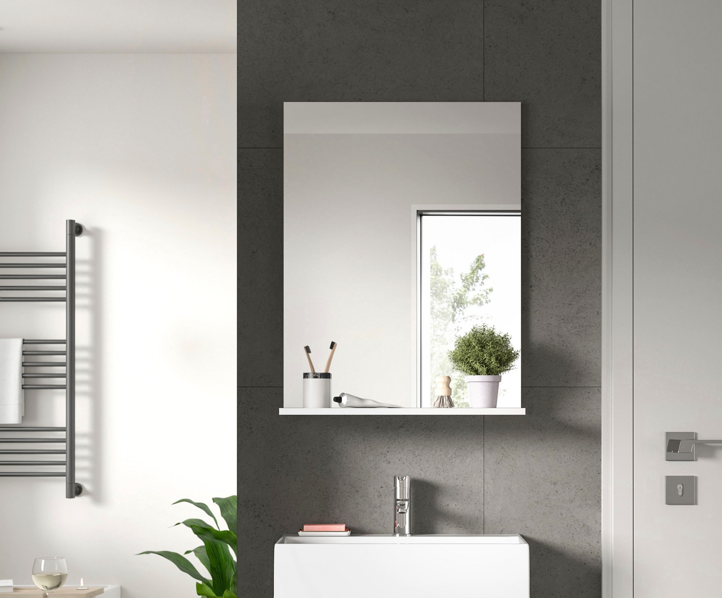 welltime Miroir de salle de bain »SIENA, Breite 60cm, 1 Ablageboden, hochwertiges Spiegelglas« disponible en plusieurs couleurs, meubles de salle de bain, miroir, salle de bain