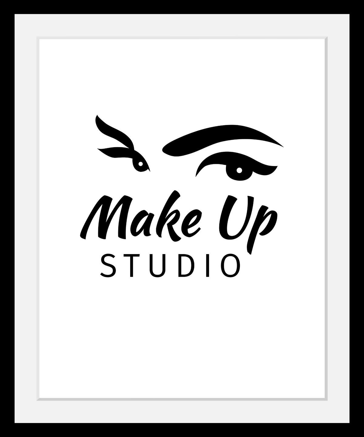 Image of queence Bild "Make up Studio" Fashion Frau Motivationsbilder Schriftzug Schwarz-Weiss HD Premium Poster-Druck inkl. Holzrahmen