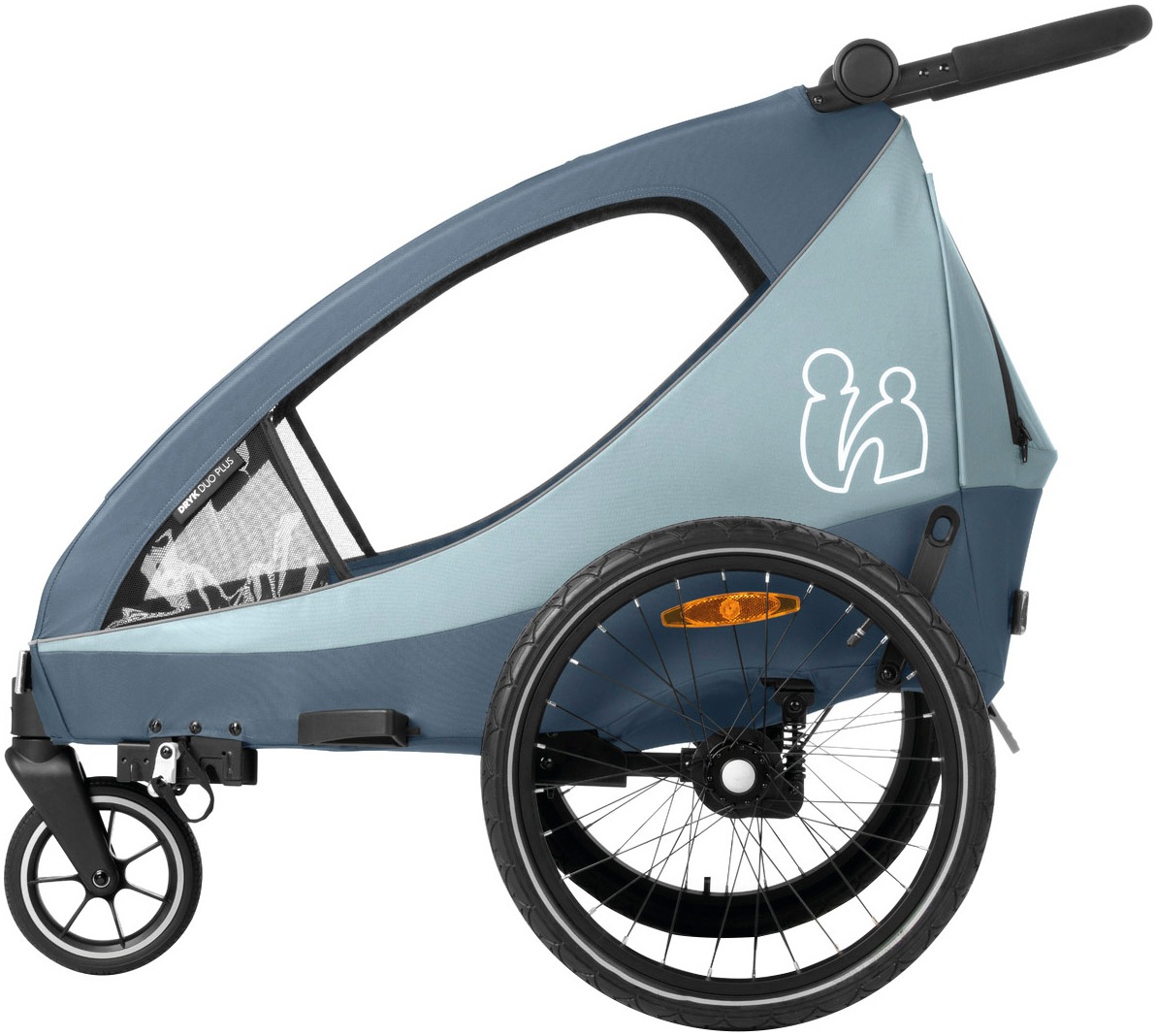 Hauck Fahrradkinderanhänger »2in1 Bike Trailer und Buggy Dryk Duo Plus, dark blue« für 2 Kinder; inklusive Deichsel