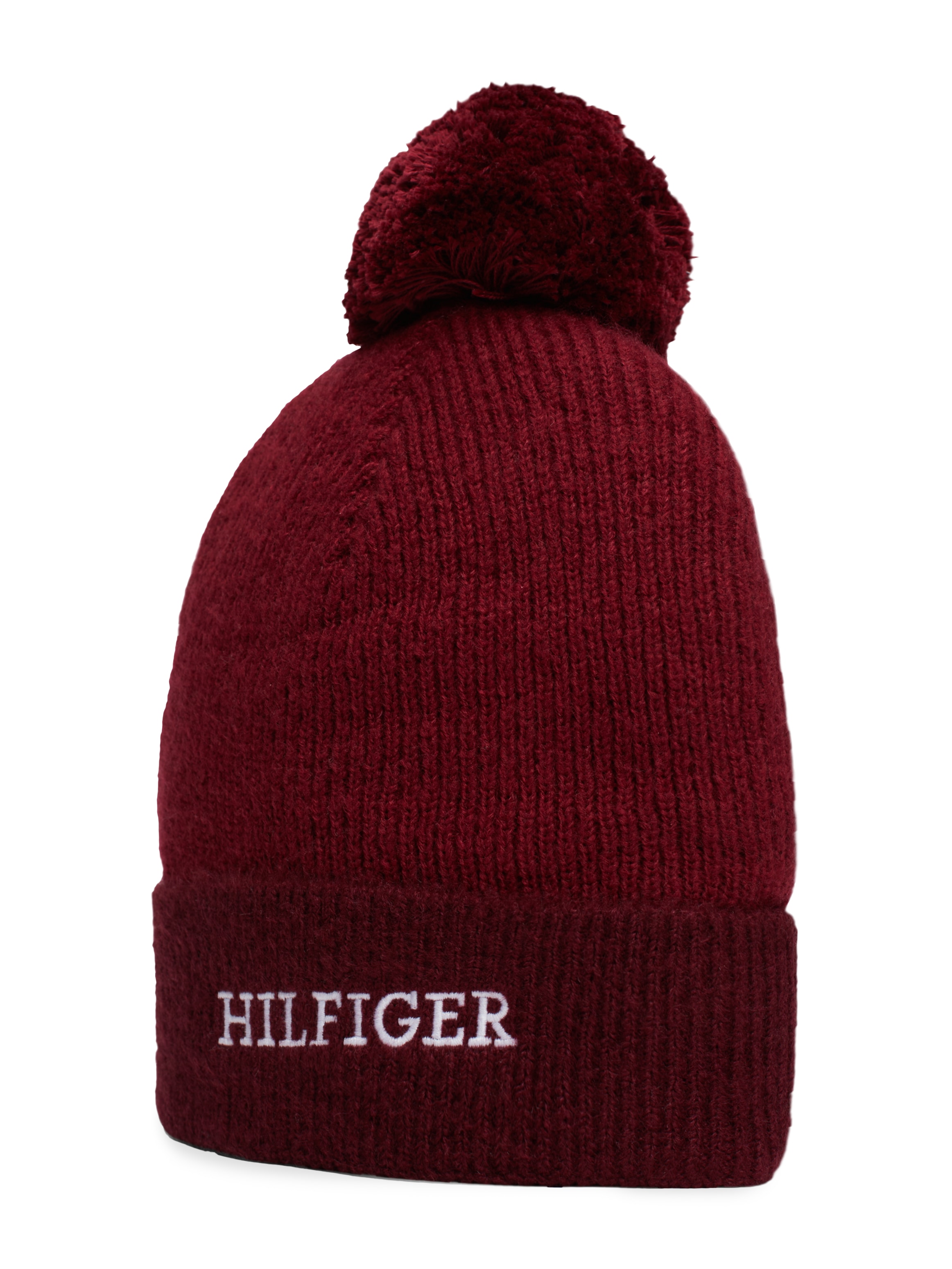 Tommy Hilfiger Bommelmütze »MONOTYPE POMPOM BEANIE«, mit gesticktem Logoschriftzug