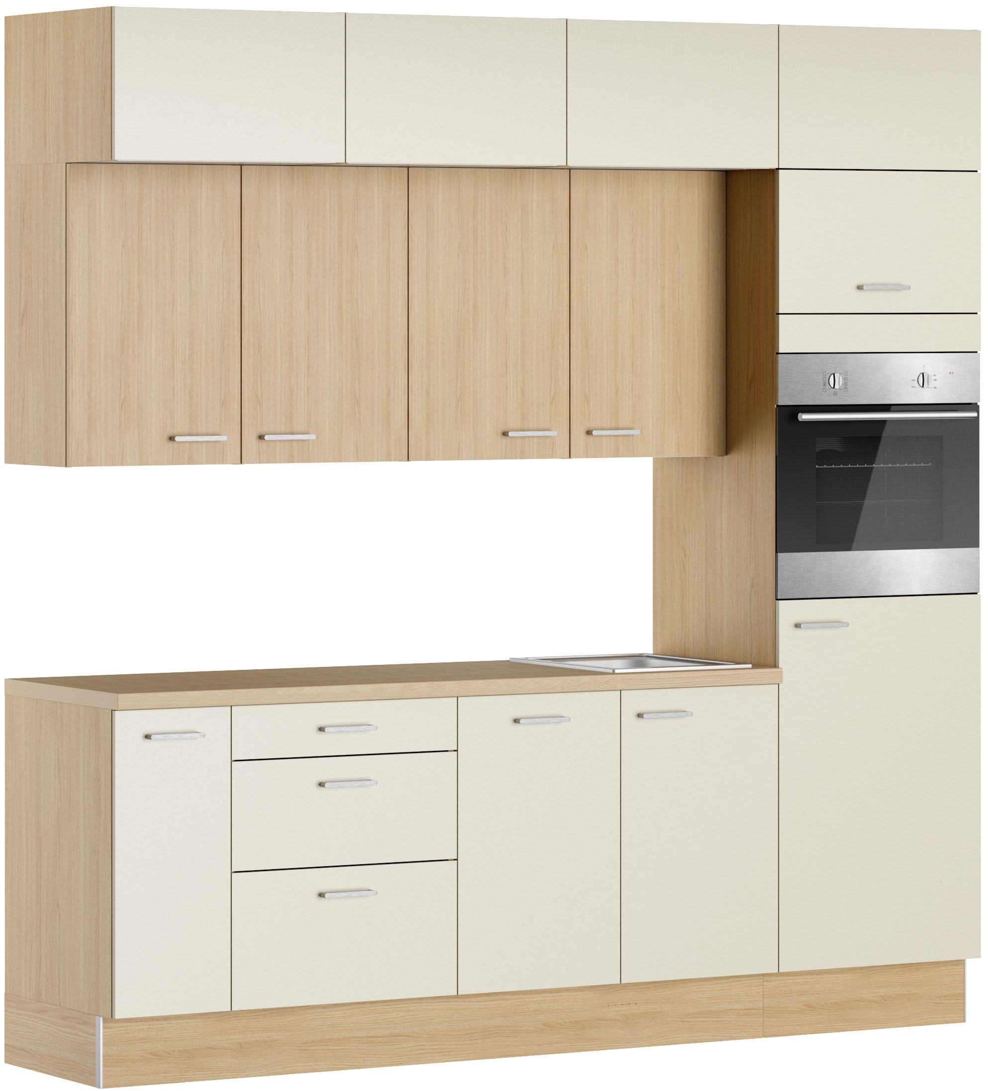KOCHSTATION Kitchenette »KS-Lucy« Breite 240 cm, Soft-Close, inkl. Zubehör, wahlweise mit Geschirrspüler
