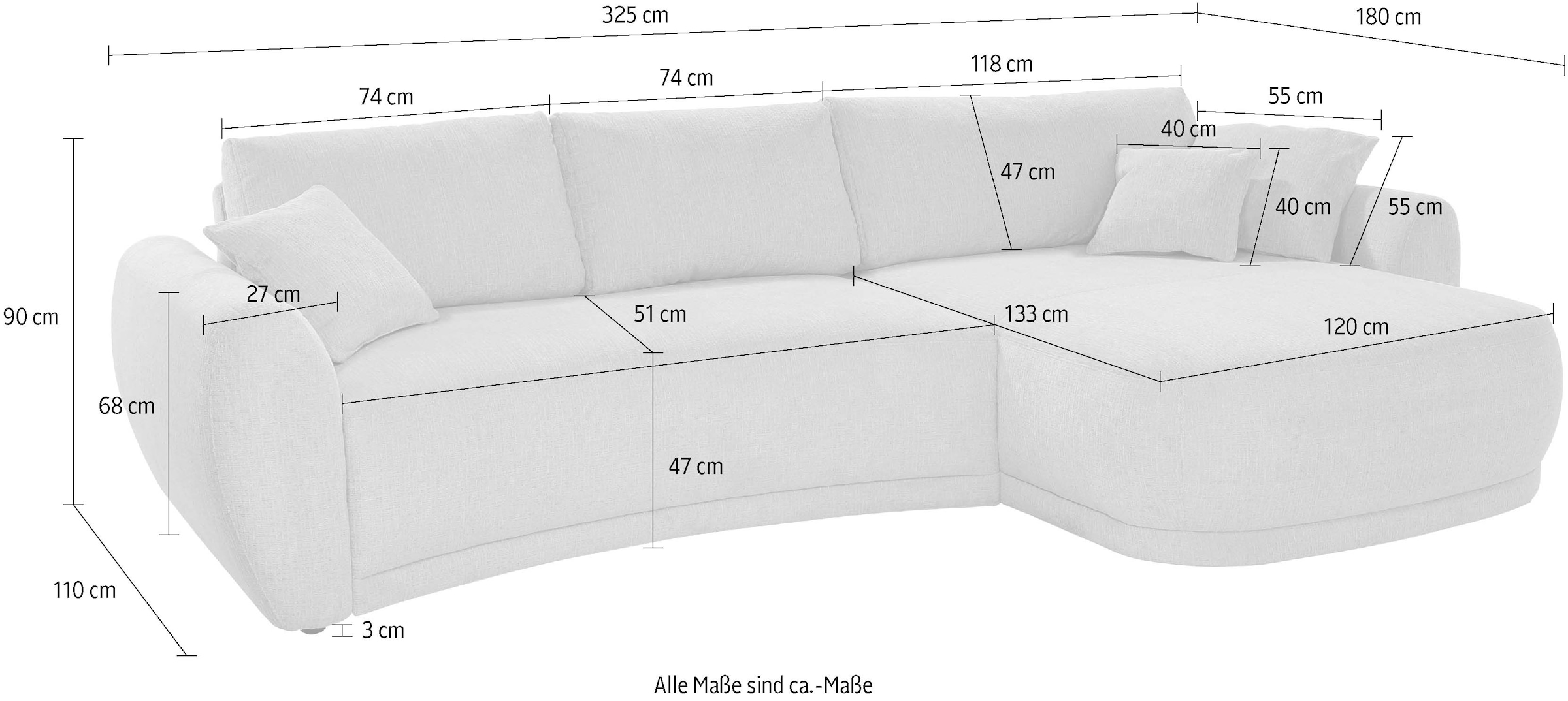 Jockenhöfer Gruppe Ecksofa »Laguna L-Form mit Federkernpolsterung« in einer soften, ansprechenden Optik, links/rechts montierbar
