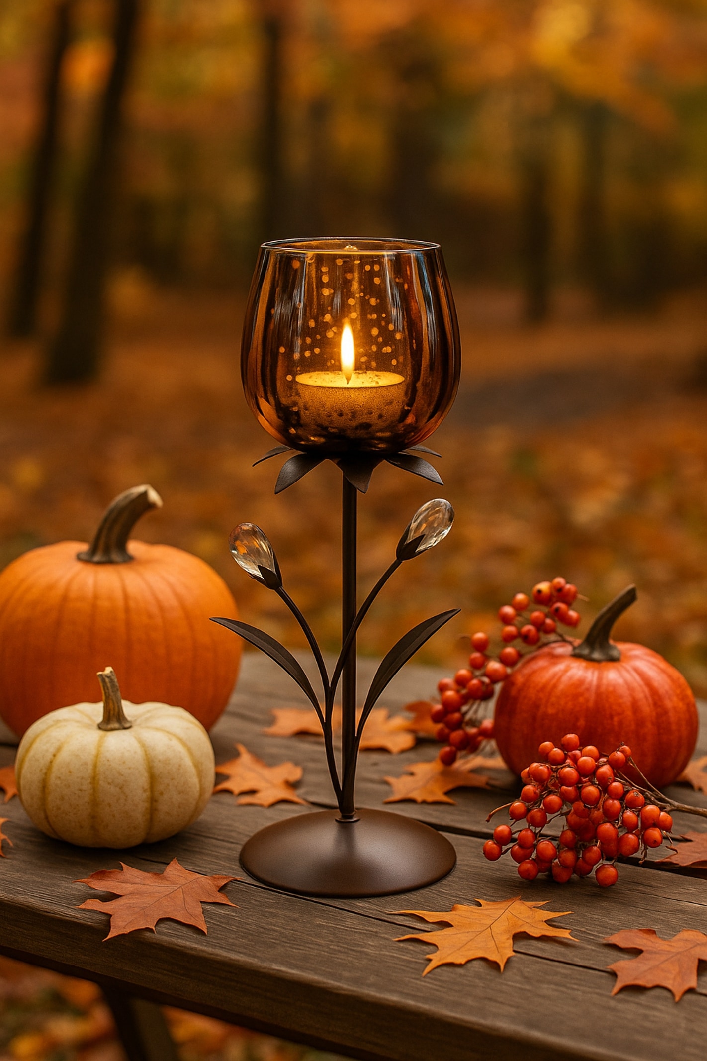 I.GE.A. Teelichthalter »Kerzenhalter« aus Metall mit Glas-Schale Teelichthalter Kerzenständer Kerzenleuchter