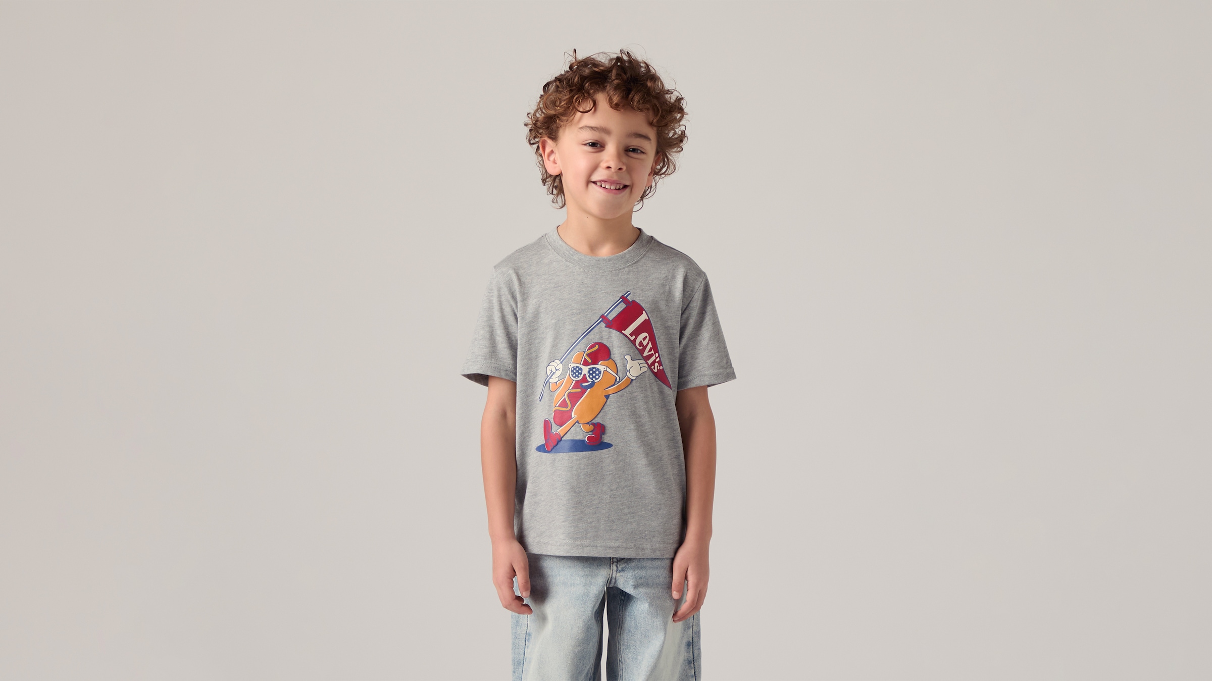 Image of Levis Kids T-Shirt "LVB PARADING HOT DOG TEE" for Boys, mit Logoprint, meliert