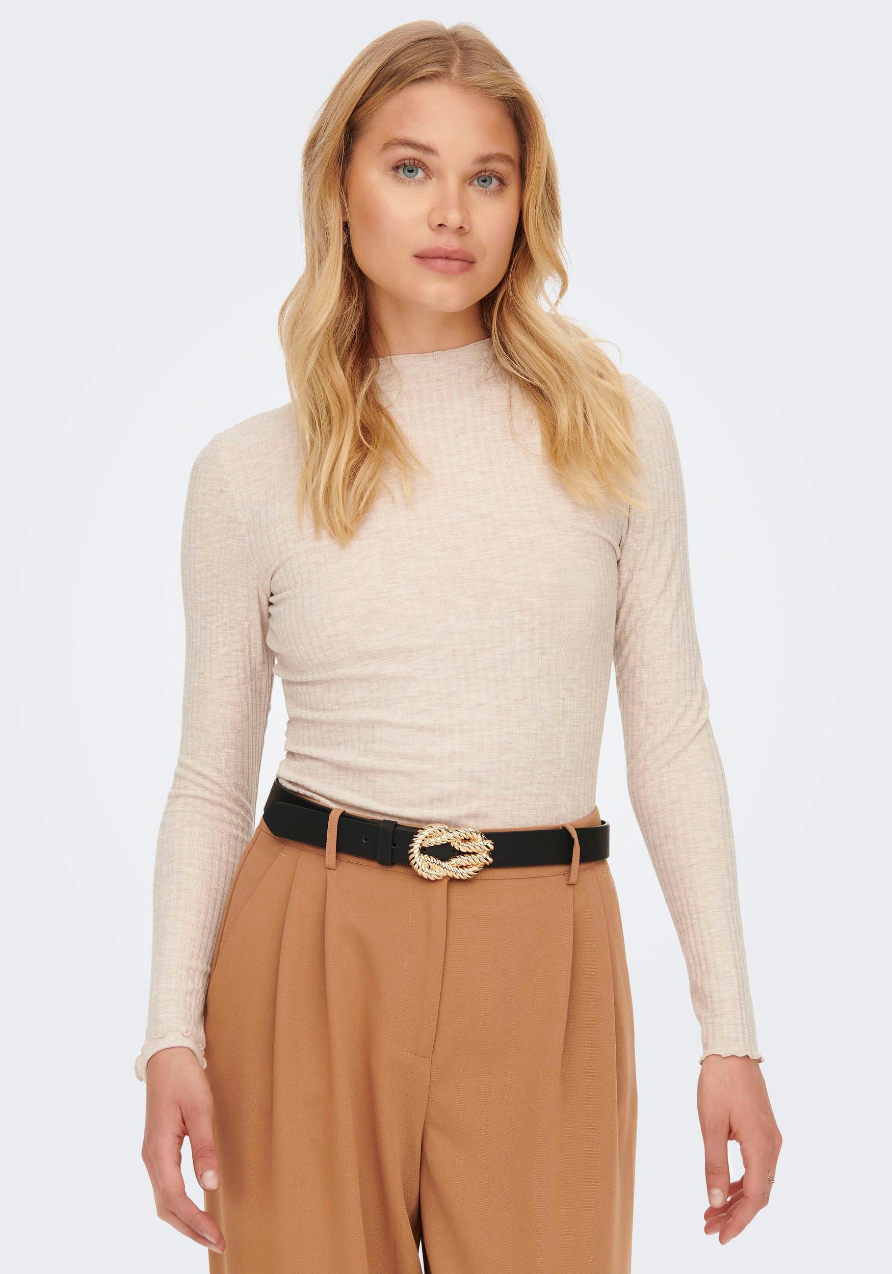 Image of ONLY Langarmshirt "ONLEMMA L/S HIGH NECK TOP" Materialmix