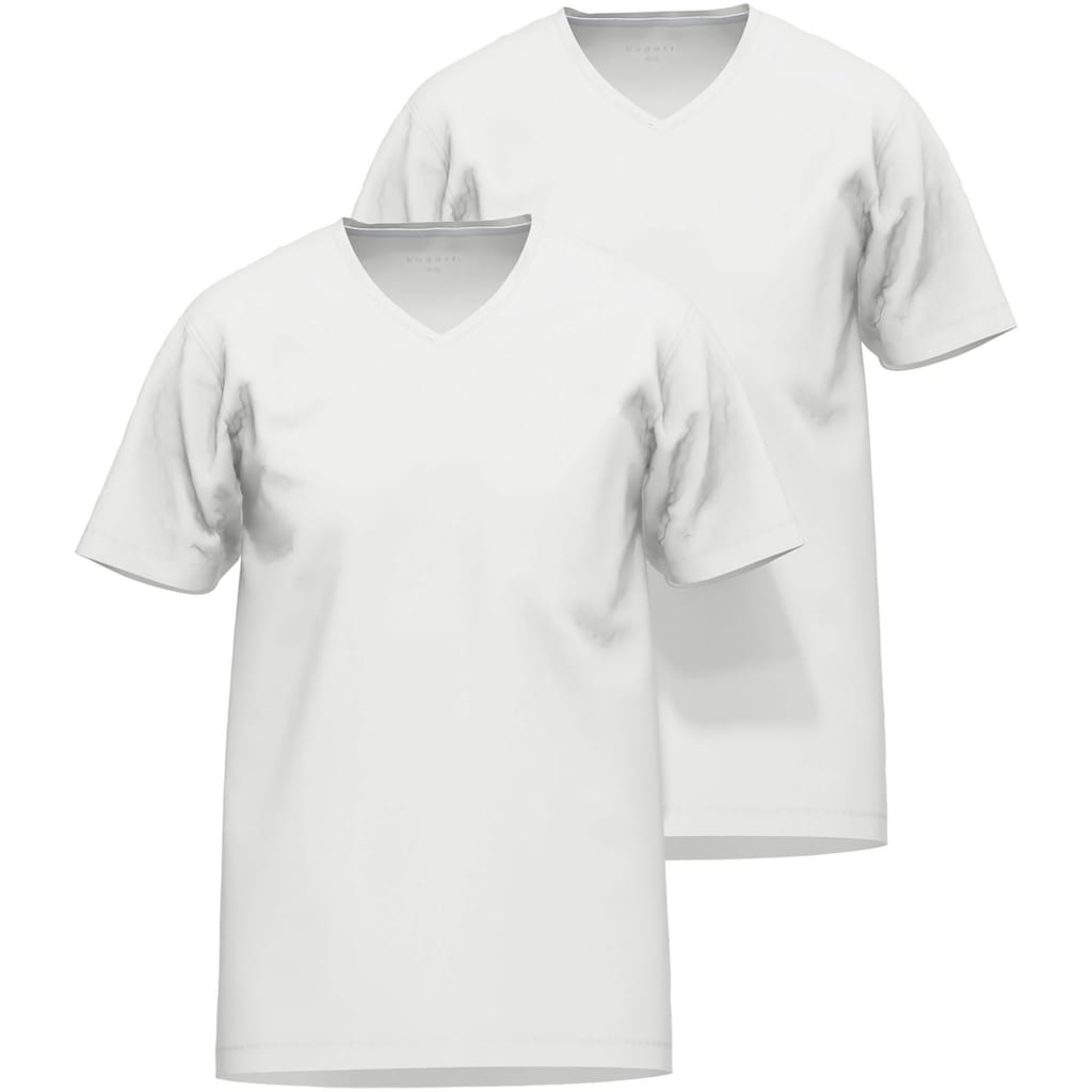 bugatti T-Shirt »BUGATTI Herren T-Shirt uni 2er Pack«, (2er Pack)