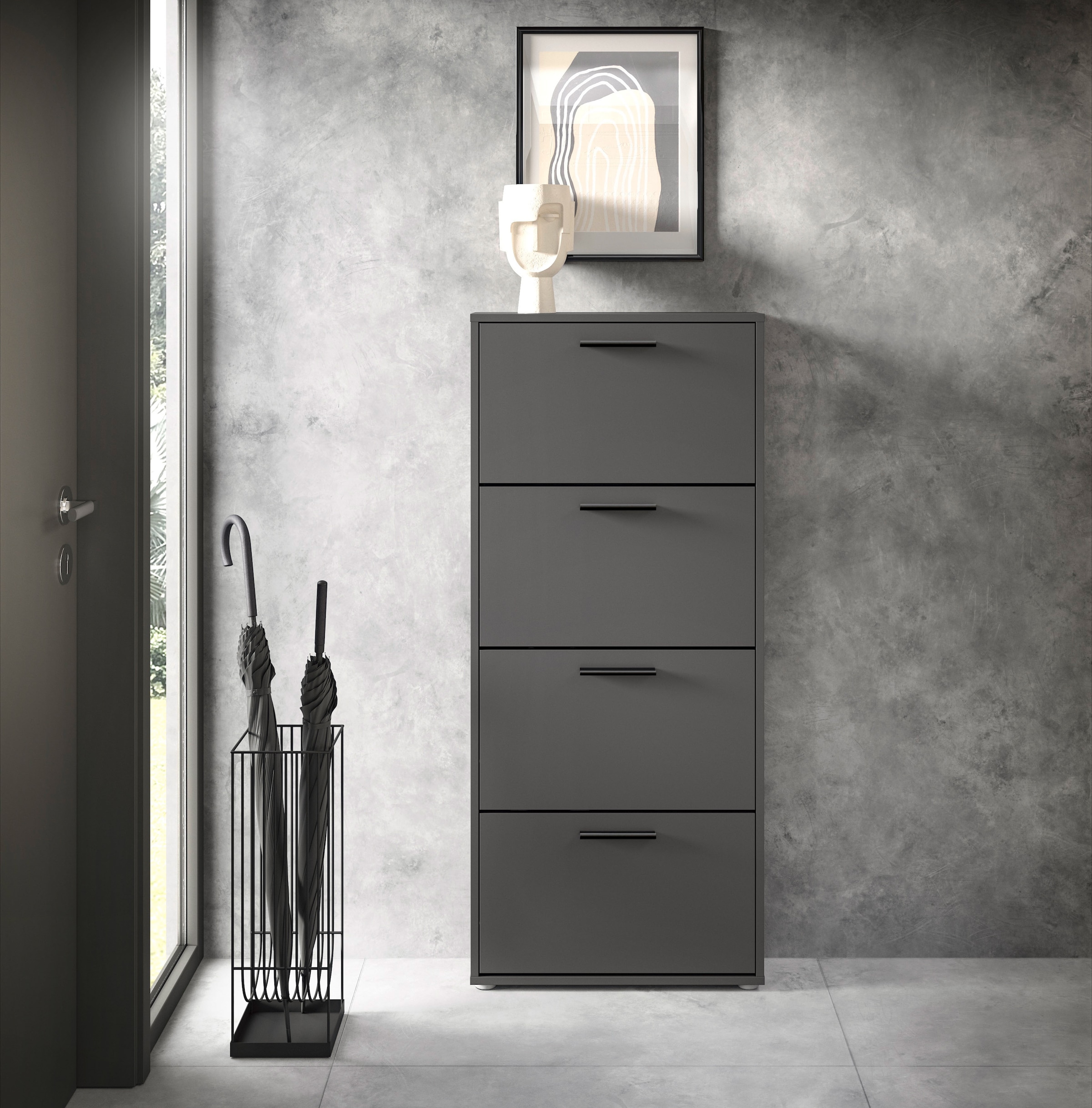 Image of HBZ Schuhkipper "Sam Schuhkipper, Schuhschrank BxHxT 59x136x17 cm" 1 Stk. tlg. mit 4 Klappen