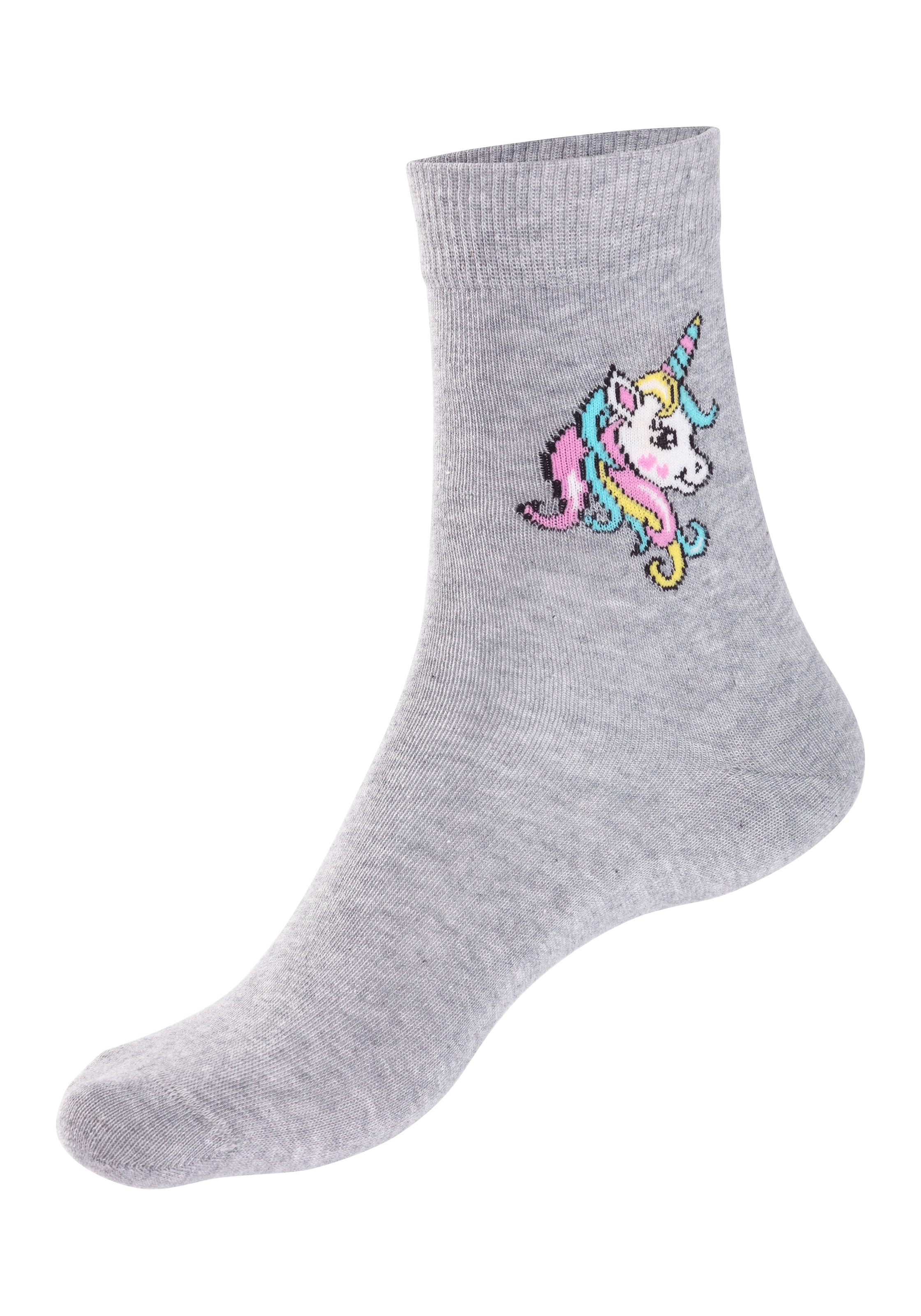 H.I.S Basicsocken, (Packung, 4 Paar), mit Einhorn Motiven