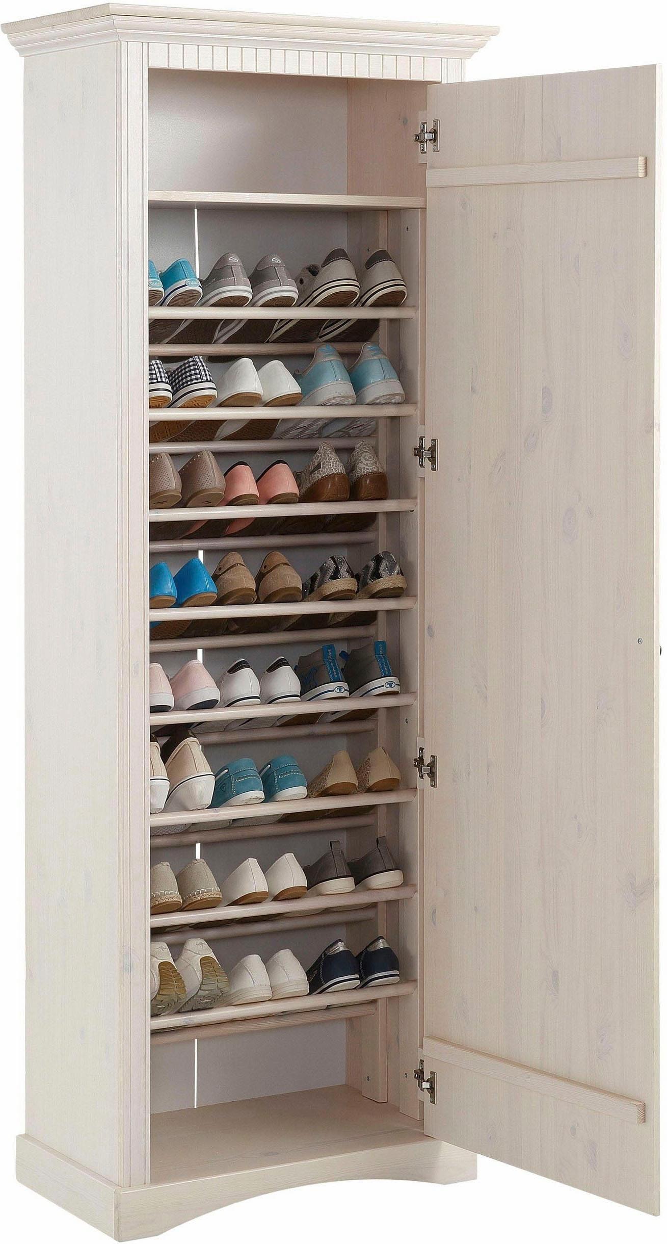 Home affaire Schuhschrank »Rustic«, aus massiver Kiefer, mit Spiegel, für ca. 16 Paar Schuhe