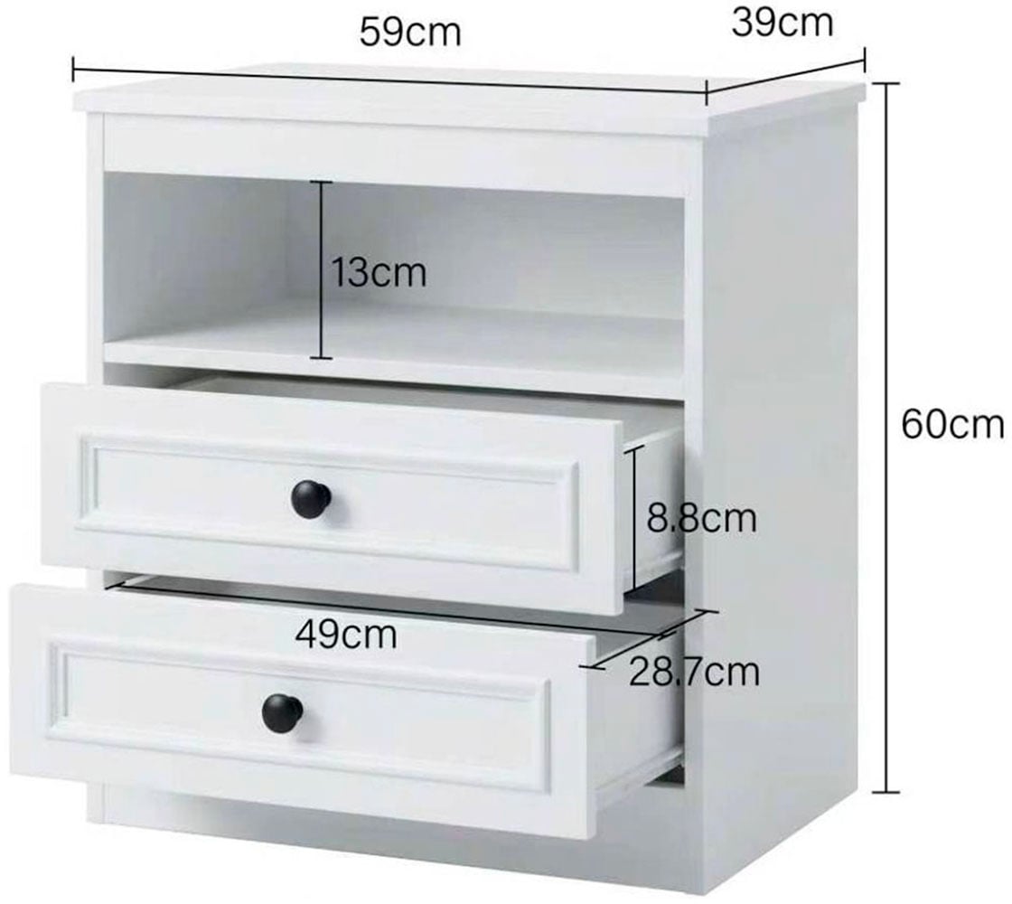 GOODproduct Nachttisch »Arrian, 2er-Set, Landhausstil, 2 Schubladen & Ablagefach, weiss« Set, 2 Stk. tlg.