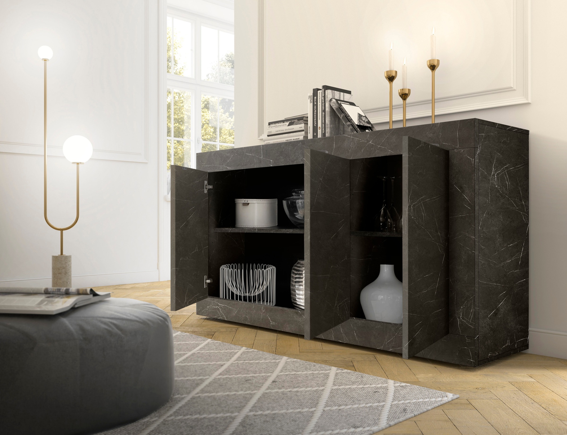 INOSIGN Sideboard »Basic Breite 160 cm, Kommode 3 Türen, Anrichte,«, Metallgriff, moderne Rahmenoptik, viel Stauraum, Farbauswahl