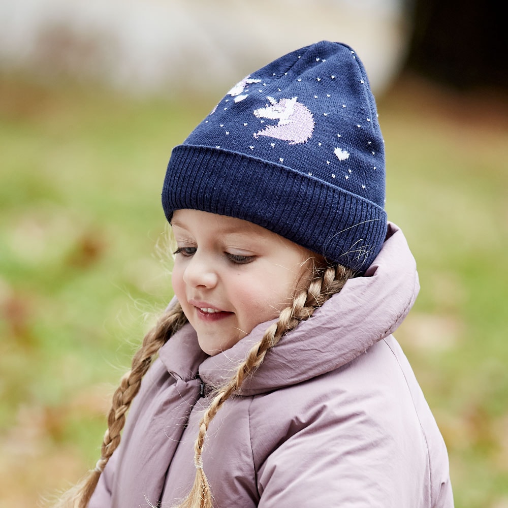 MAXIMO Bonnet tricoté Baumwolle, gefüttert, breiter Umschlag, Motiv