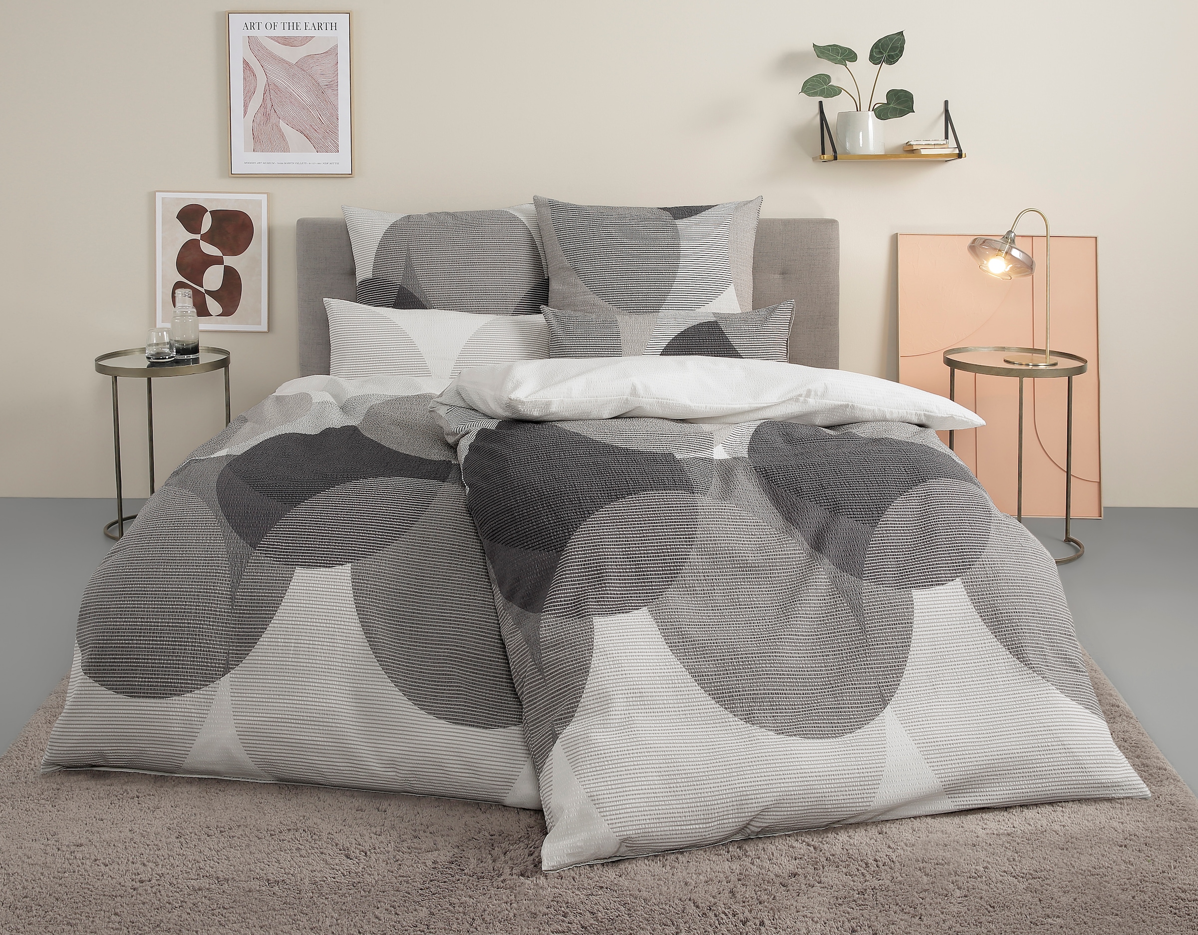 Image of BIERBAUM Bettwäsche "Carla in Gr. 135x200 oder 155x220 cm" 2 Stk. Bettwäsche aus Baumwolle, geometrische Bettwäsche mit Reissverschluss