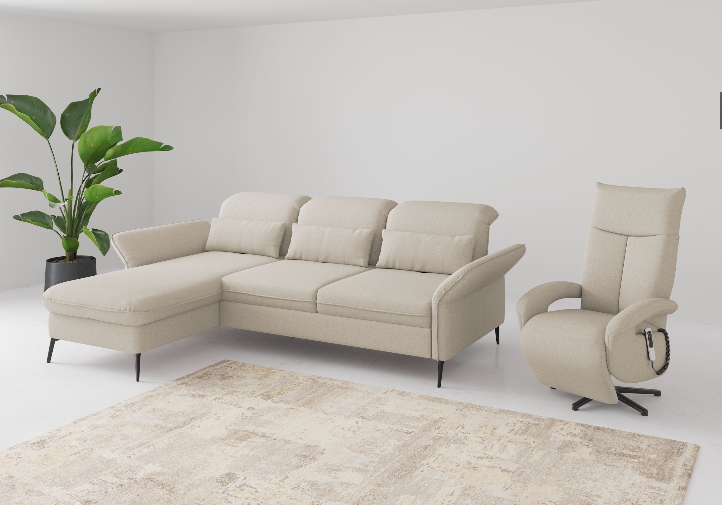 sit&more Ecksofa »Emely, inkl. Sitztiefenverstellung« wahlweise mit Bettfunktion,Bettkasten,Kopf- & Armteilverstellung