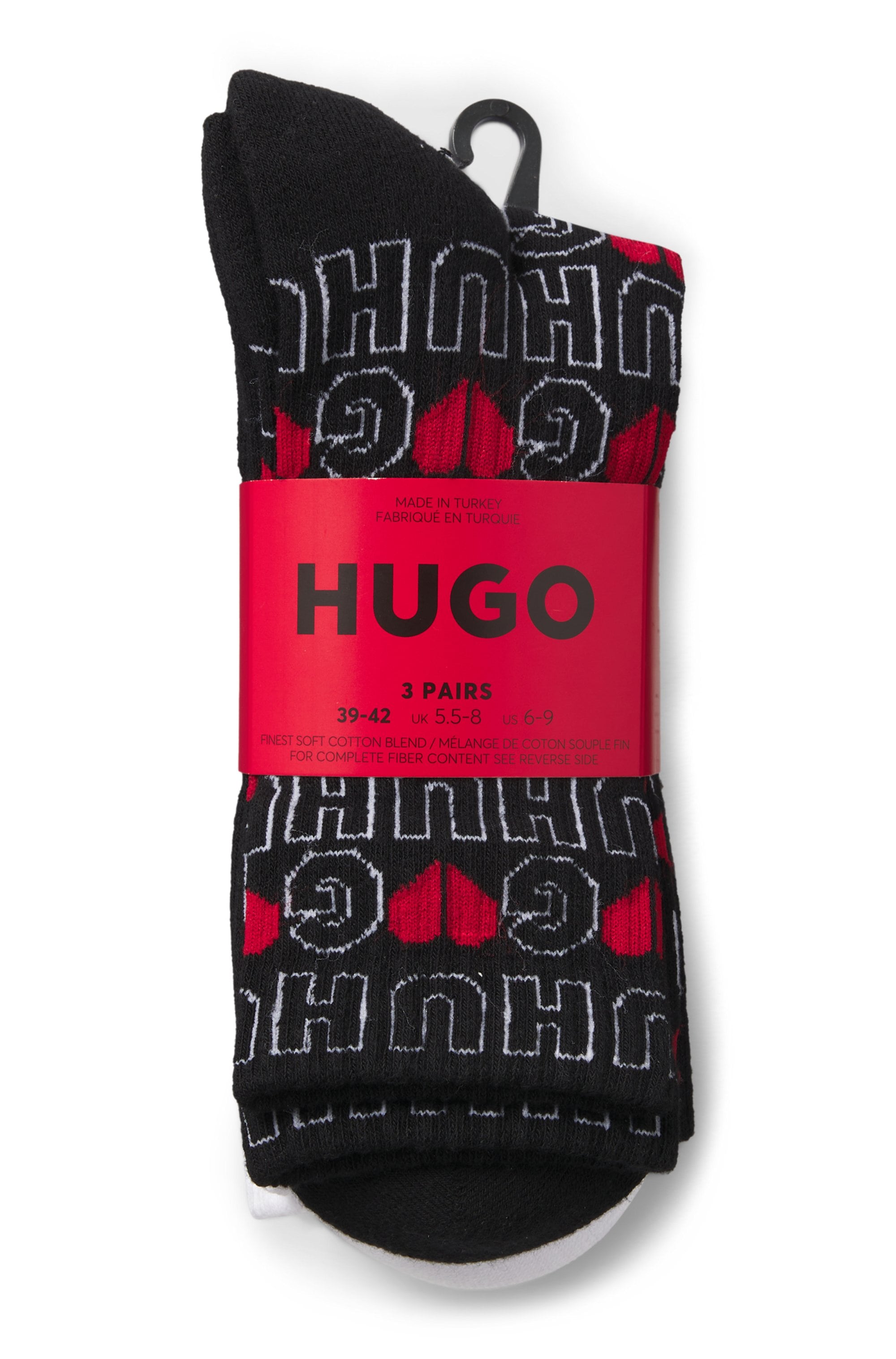HUGO Underwear Chaussettes »VALENTINE« 3 Couple tlg. mit kreativen Logos, mit weicher Sohle,
