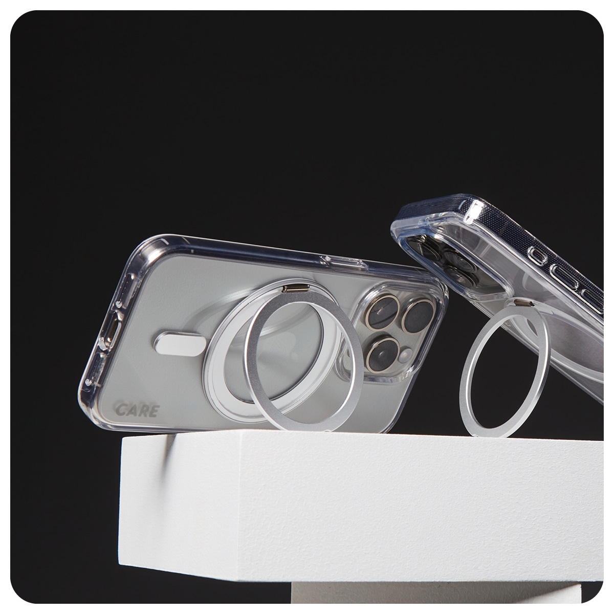 CARE by PanzerGlass Handyhülle »Feature Silver Kickstand MagSafe Apple iPhone 16 Pro«, Backcover, Schutzhülle, Handyschutzhülle, Case, Schutzcase, stossfest