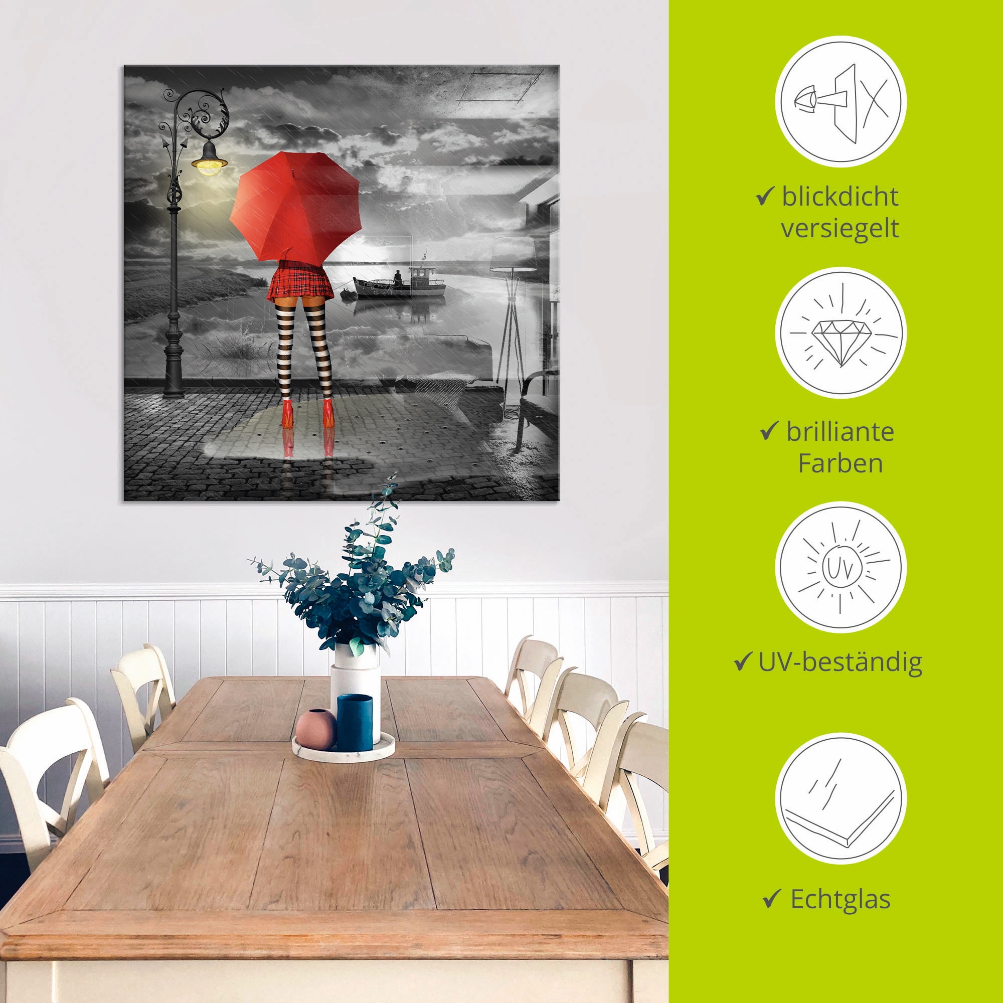 Artland Glasbild »Sonnige Aussichten«, Frau, (1 St.), in verschiedenen Grössen
