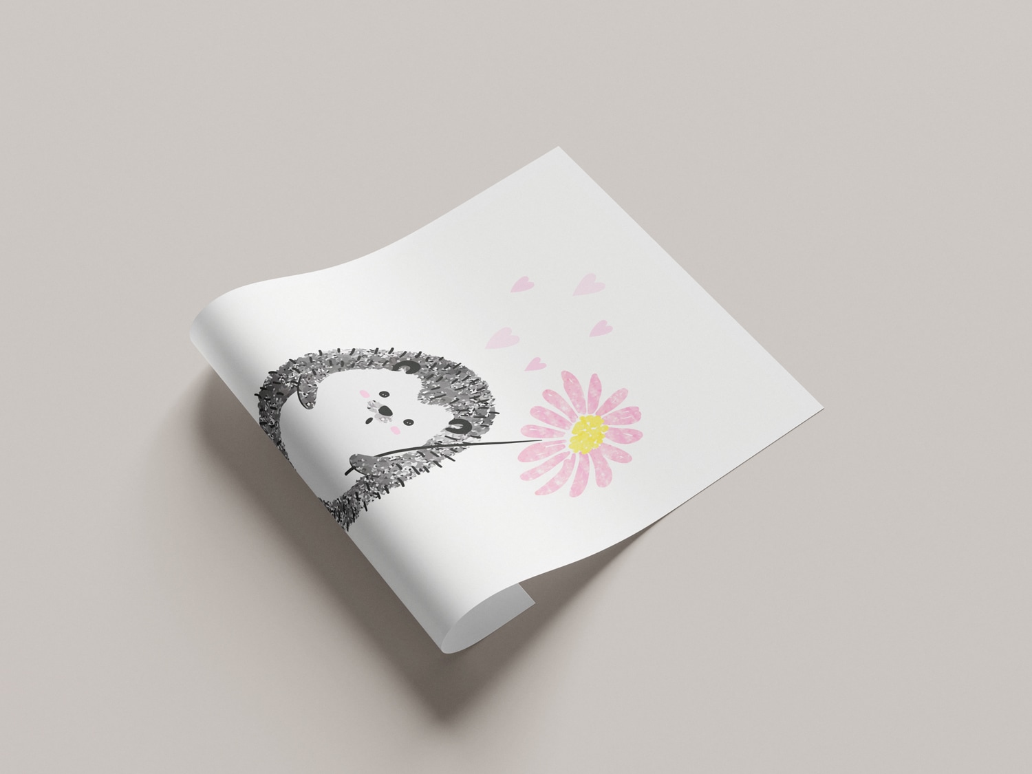 Lüttenhütt Bild mit Rahmen »oder Poster, Igel mit Herzen und Blume« Fantasy | Herz | Herzen | Tiere 1 Stk. tlg. HD Premium Druck