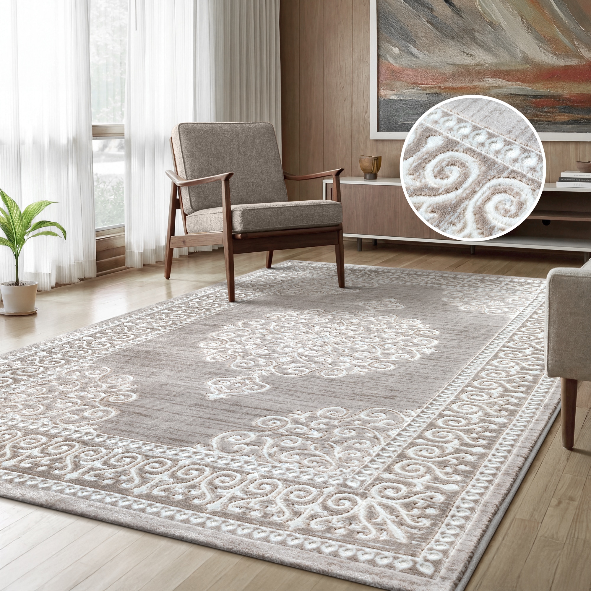 Image of Sanat Teppich "Harmony 3204, auch als Läufer und rund" rechteckig 12 mm Höhe Wohnzimmer, Kurzflor, modern, Orient Optik, Schlafzimmer