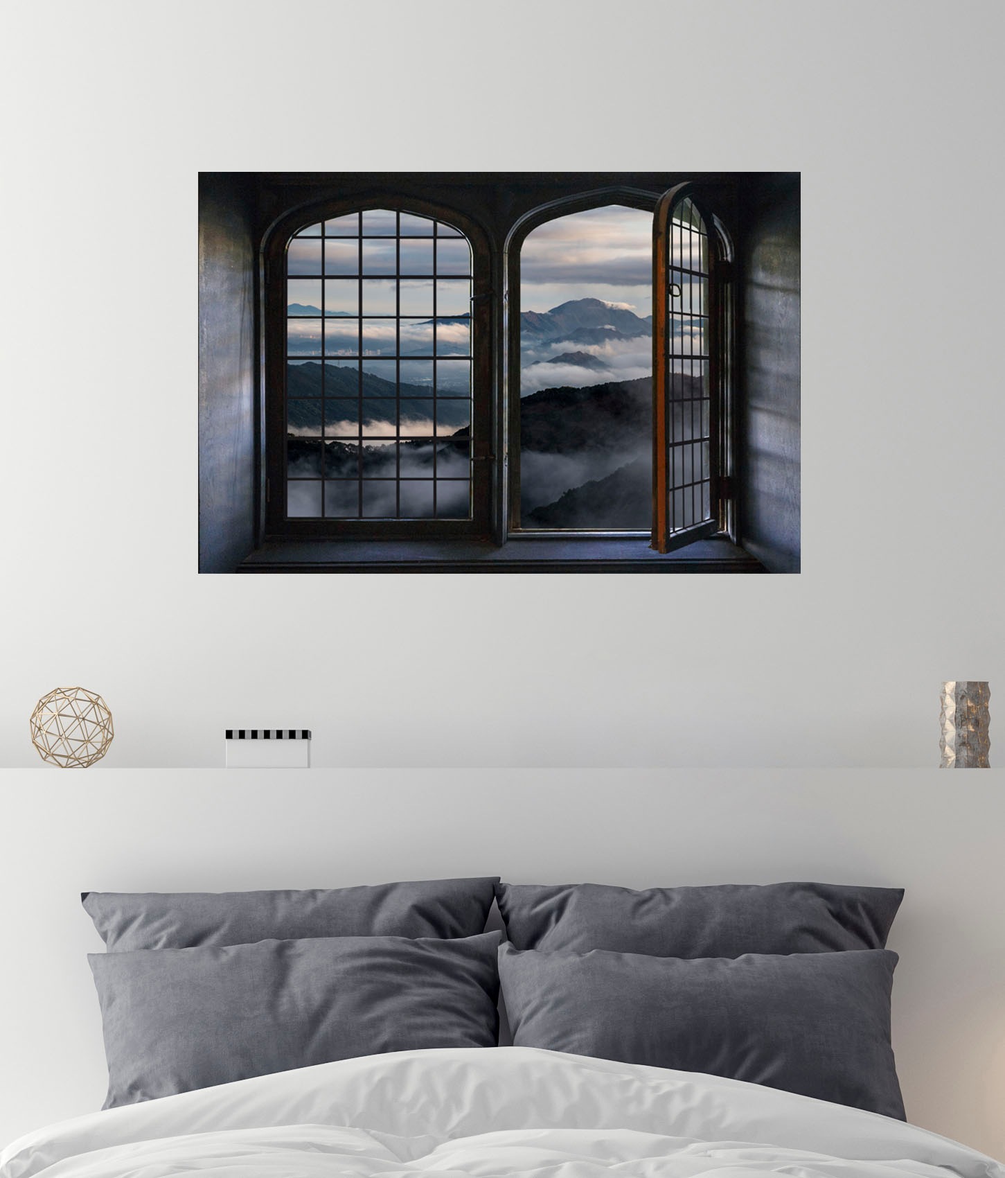 queence Autocollants muraux »Wolkendecke« Wandsticker, Wandbild, selbstklebend, 3D, Fenster