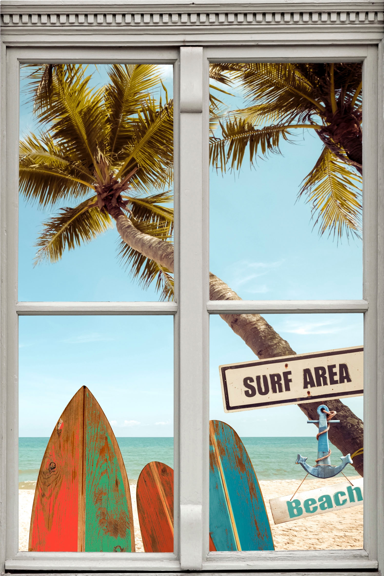 Image of queence Wandsticker "Surf Area Beach" Wandsticker, Wandbild, selbstklebend, 3D, Fenster