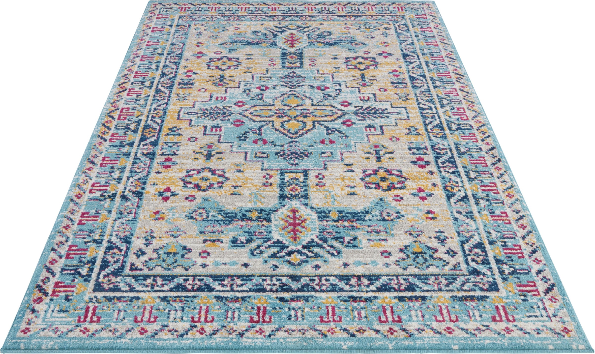 Image of NOURISTAN Teppich »Agha«, rechteckig, 10 mm Höhe, Kurzflor, Orient Optik, Used Look, kräftige Farben, Wohnzimmer, Schlafzimmer, Robust, Pflegeleicht, Gekettelt bei Ackermann Versand Schweiz