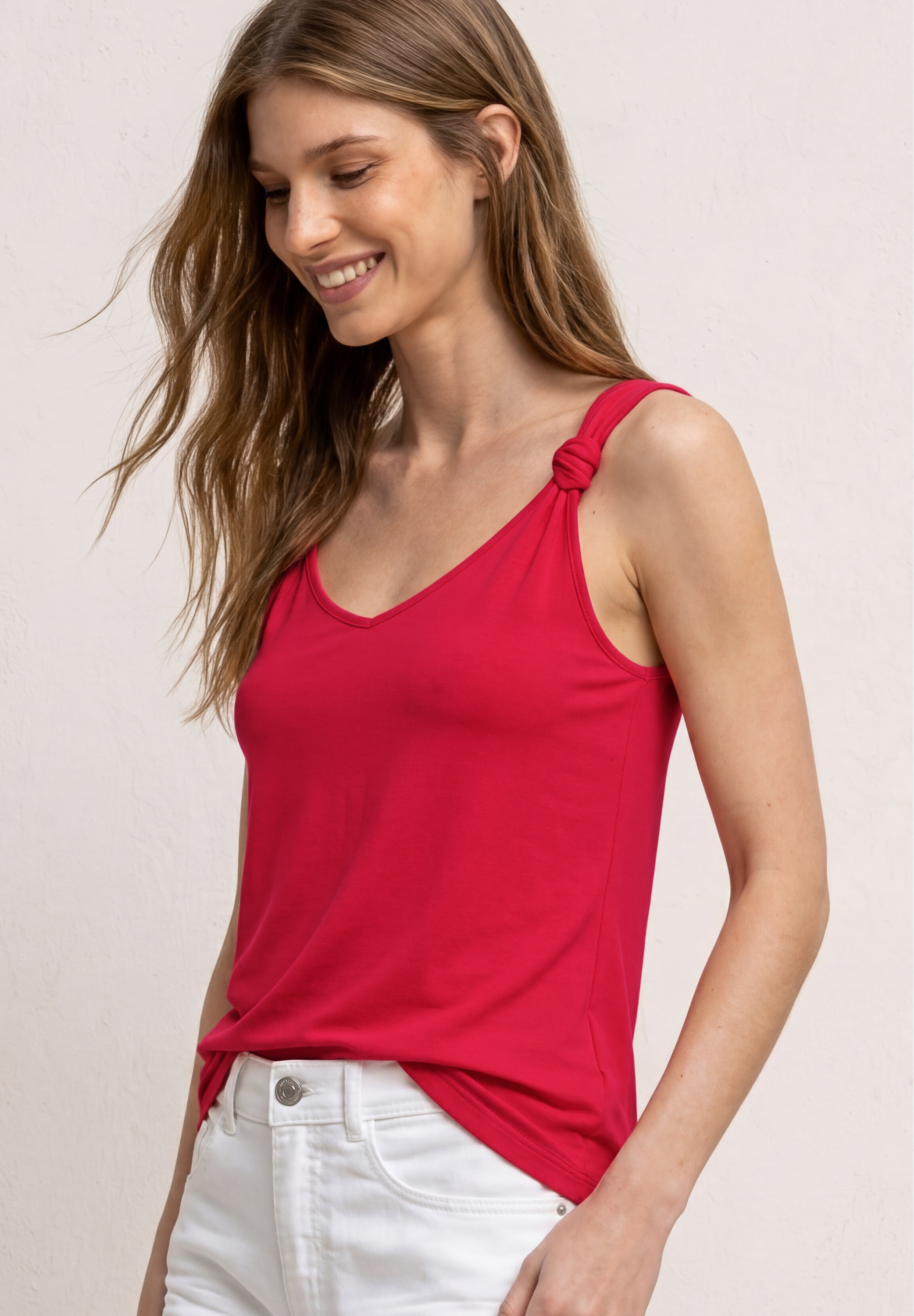 Image of STREET ONE Shirttop Sommertop mit V-Neck und Knotendetail